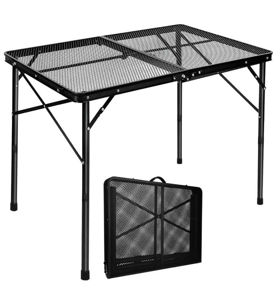 OHHANI Camping Table, Folding Grill Table 3Ft, Portable Outdoor BBQ & Picnic Table, Easy Storage, Black