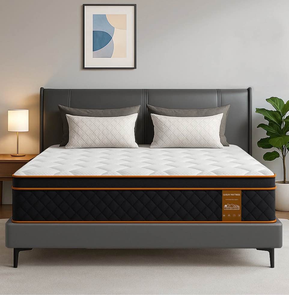 Gibaha 12 inch Queen Mattress in a Box, Gel Memory Foam and Pocket Spring, Hybrid Medium Comfort, Pressure Relief & Motion Isolation