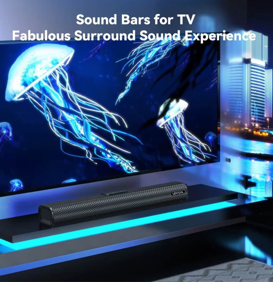 VEAT00L S20L Sound Bars for TV, 3D Surround Sound System TV Sound Bar, 2.1 ch Home Theater Audio with Built-in Subwoofer,50W TV Speakers | HDMI ARC, Bluetooth, Optical, RCA, USB & AUX Wall Mountable