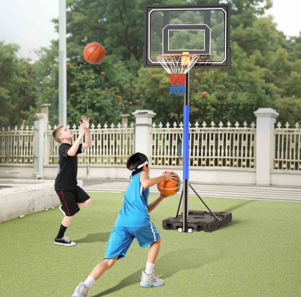 basketball hoop stand 5-9 ft adjustable, portable basketball goals for kids teenagers, great outdoor, backyard, driveway, indoor play, black