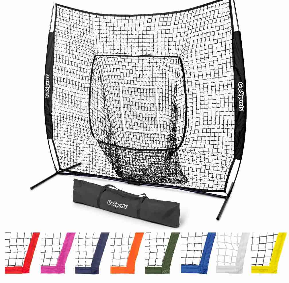 GoSports 7 ft x 7 ft Baseball & Softball Practice Training Hitting & Pitching Net - Black
