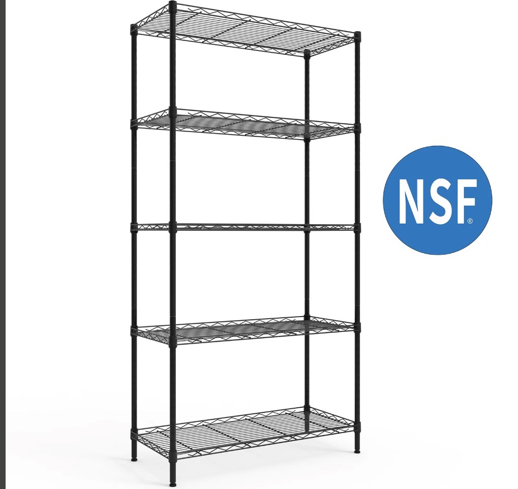 Ktaxon 5-Tier Wire Shelving Unit, Steel Storage Rack for Garage Office Kitchen Black, 30" W x 14" D x 60" H