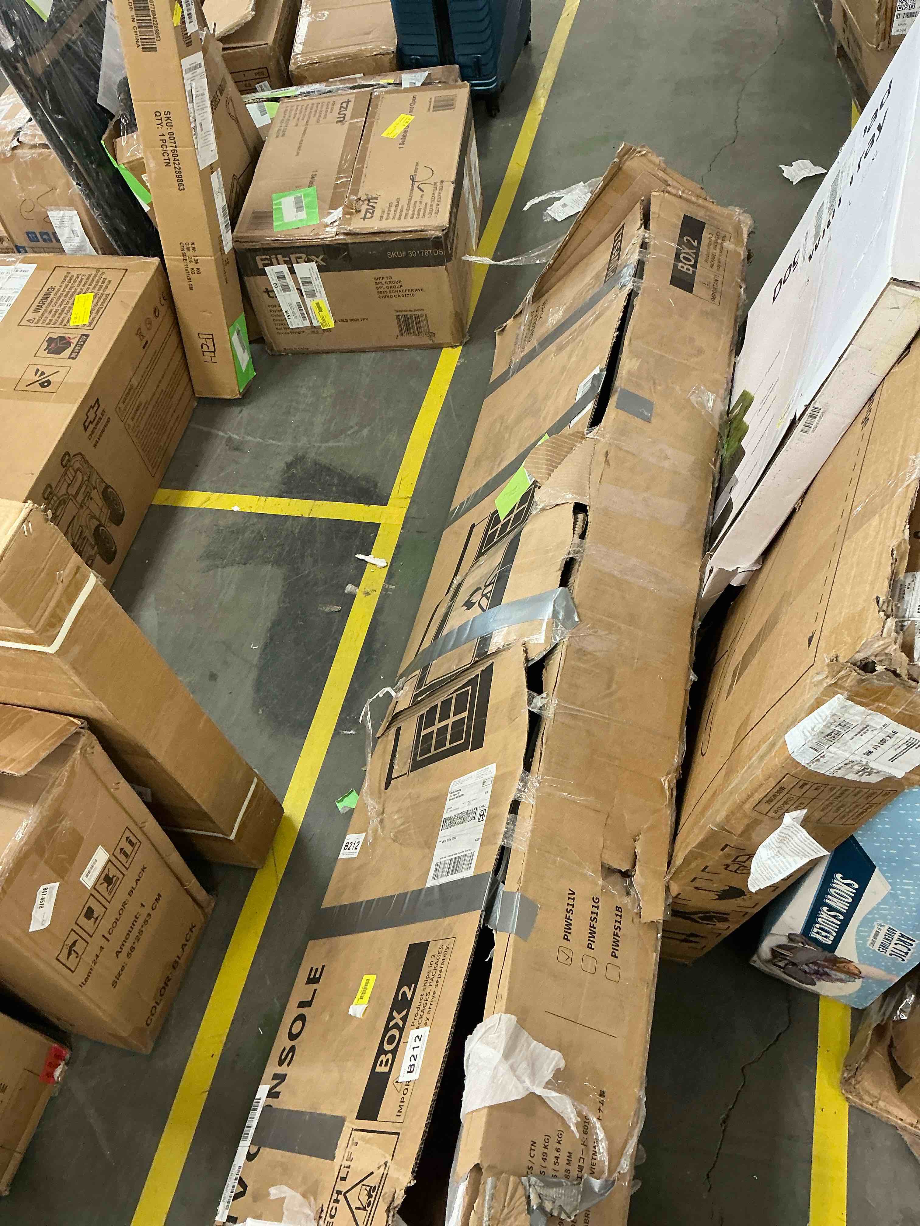 Condition photo showing As Is for Ktaxon Mid-Century Fireplace TV Stand, LED Entertainment Center with Electric Fireplace Heating for 55/60/65 inches TVs, Walnut Brown ***SEE DETAILS 