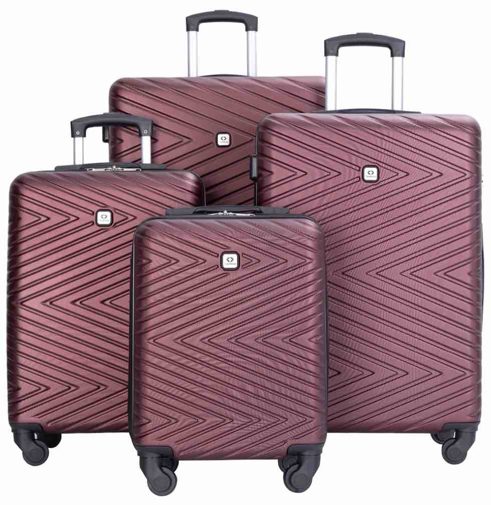 Travelhouse 4 Piece Hardshell Luggage Set Hardside Lightweight Suitcase with TSA Lock Spinner Wheels.(Wine Red)