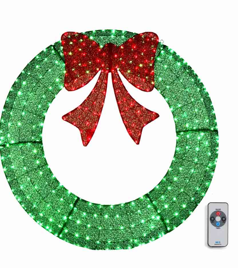 Ktaxon 48in Christmas Wreath Christmas Decoration Lighted Holiday Decor 315 Lights LED - Green