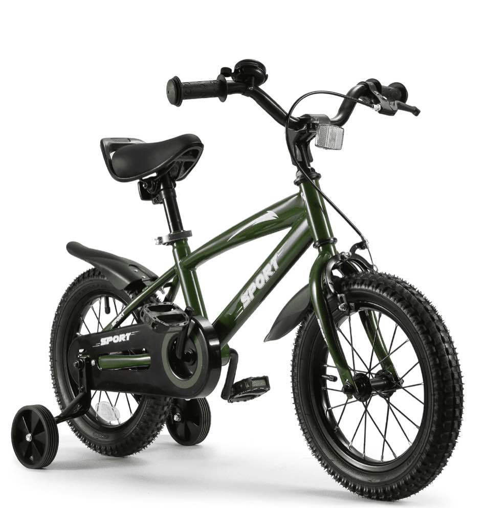 Naipo 14 in Kid Bike Green Children Bikes for Boys Girls Removable Training Wheels Bicycle