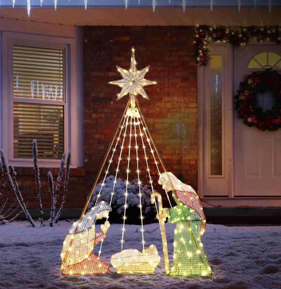 UBesGoo 6ft Outdoor Nativity Set Light-Up Nativity Scene Christmas Decoration Christmas Outdoor Decor,220 LED
