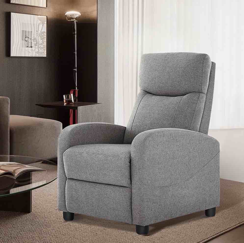 EDX Massage Recliner Chair, Small Recliner Sofa Chair with Padded Seat and Massage Backrest for Home Theater Living Room, Grey