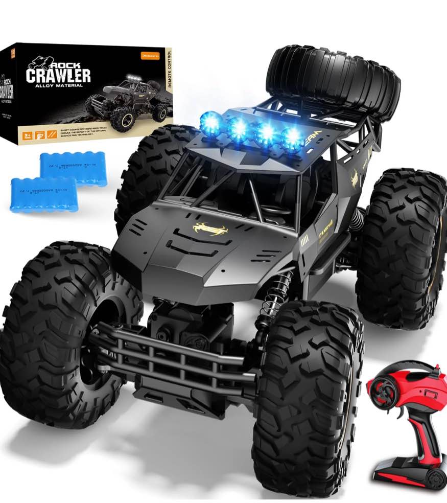 4DRC 1:12 Rc Car off Road Truck Remote Control Car Metal Shell 2.4G 4WD Dual Motors  with 2 Batteries Black