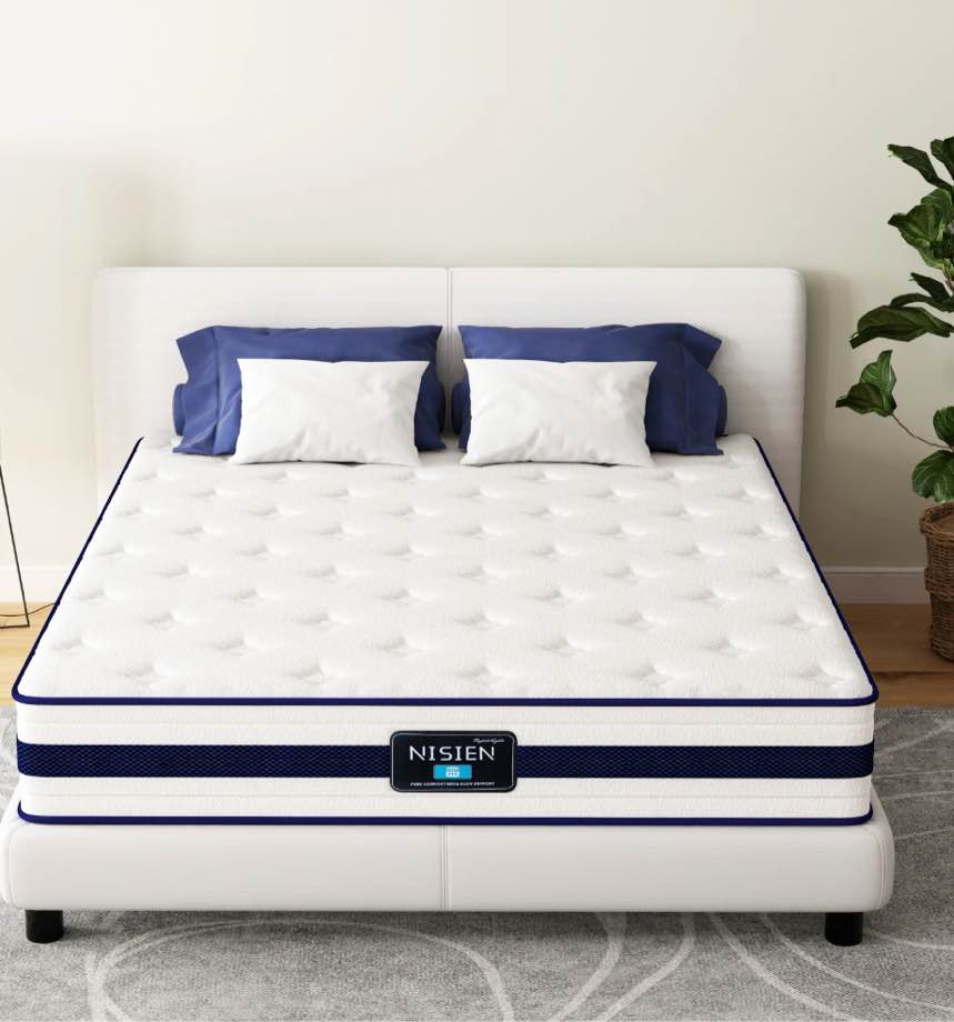 NISIEN Queen Mattress, 10 Inch Hybrid Memory Foam Mattress in a Box, Pressure Relief, CertiPUR-US