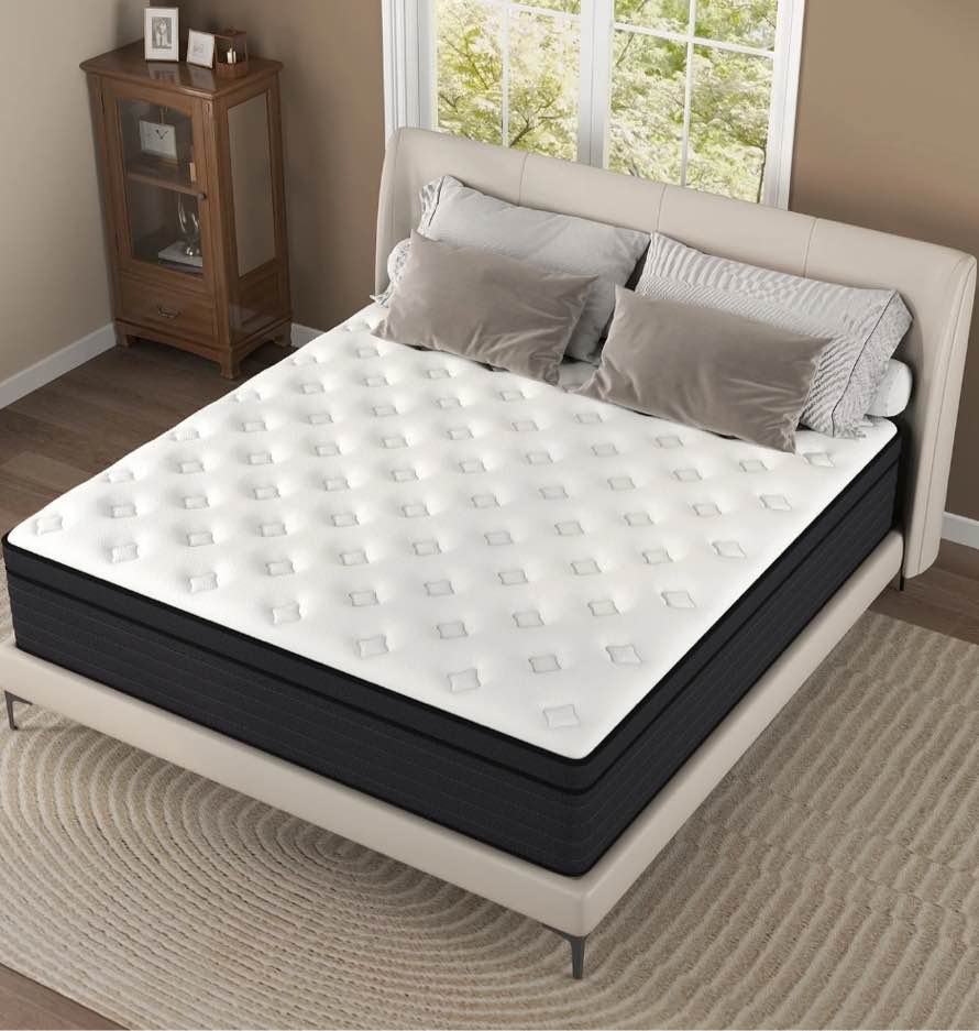 Yilicy 12 inch Queen Mattress, Gel Memory Foam & Spring Hybrid Medium Comfort Mattress in a Box,Adult