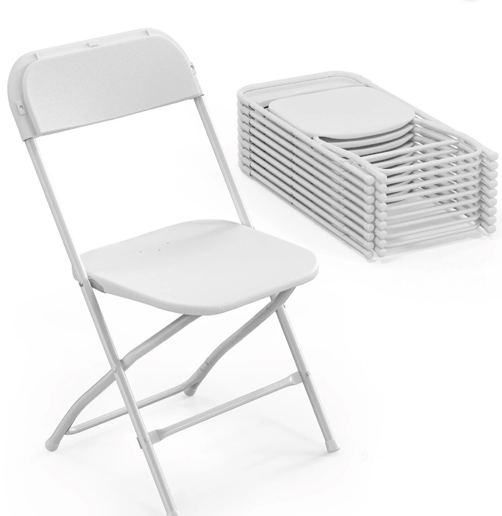 Matladin 10 Pack Folding Chairs, Portable Plastic Chairs for Outdoor, 350lb Capacity, White