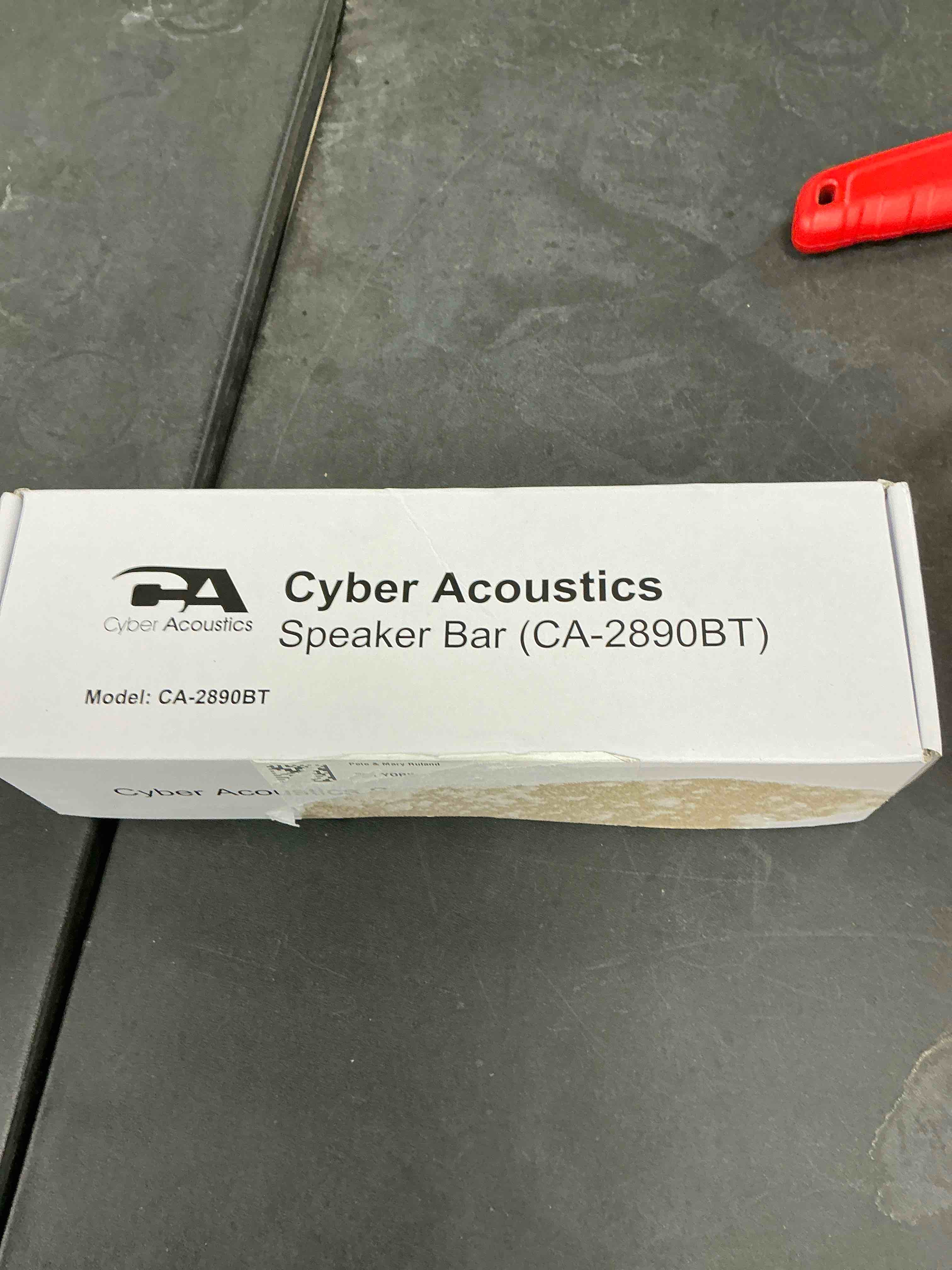 Condition photo showing New/Like New for Cyber Acoustics USB & Bluetooth Speaker Bar (CA-2890BT) – USB Powered Speaker with Speakerphone for PC and Bluetooth to Simultaneously Connect to Smartphones, Clamps to Monitor, Convenient Controls USB & BT