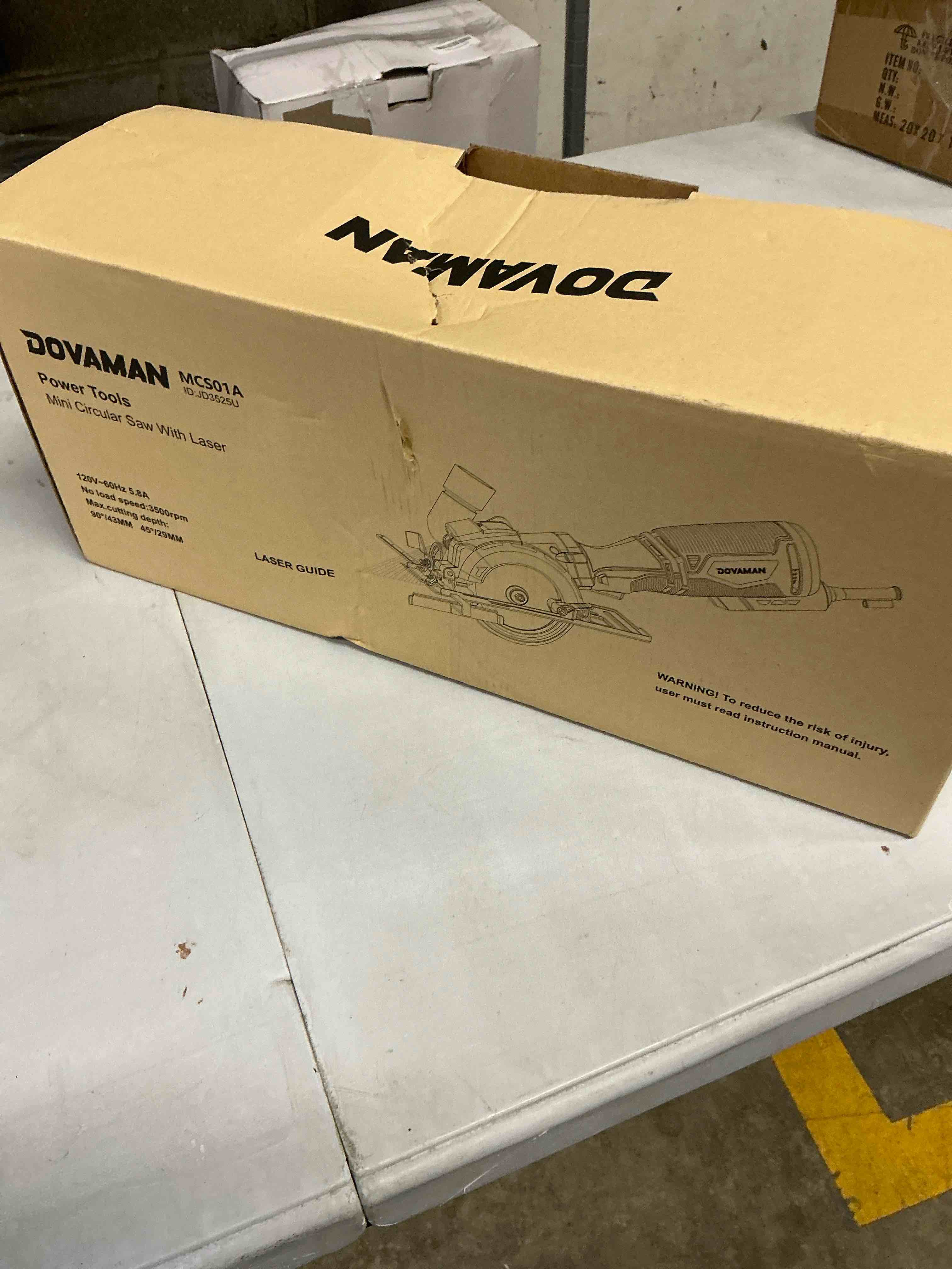Condition photo showing Good Condition for DOVAMAN Circular Saw, 5.8A 4-1/2" Circular Saw w/Laser, Metal Auxiliary Handle, 6 Blades (4½", 4¾"), Cutting Depth 1-11/16" (90°), 1-3/8" (45°), Ideal for Wood, Soft Metal, Plastic, Tile - MCS01A A-orange