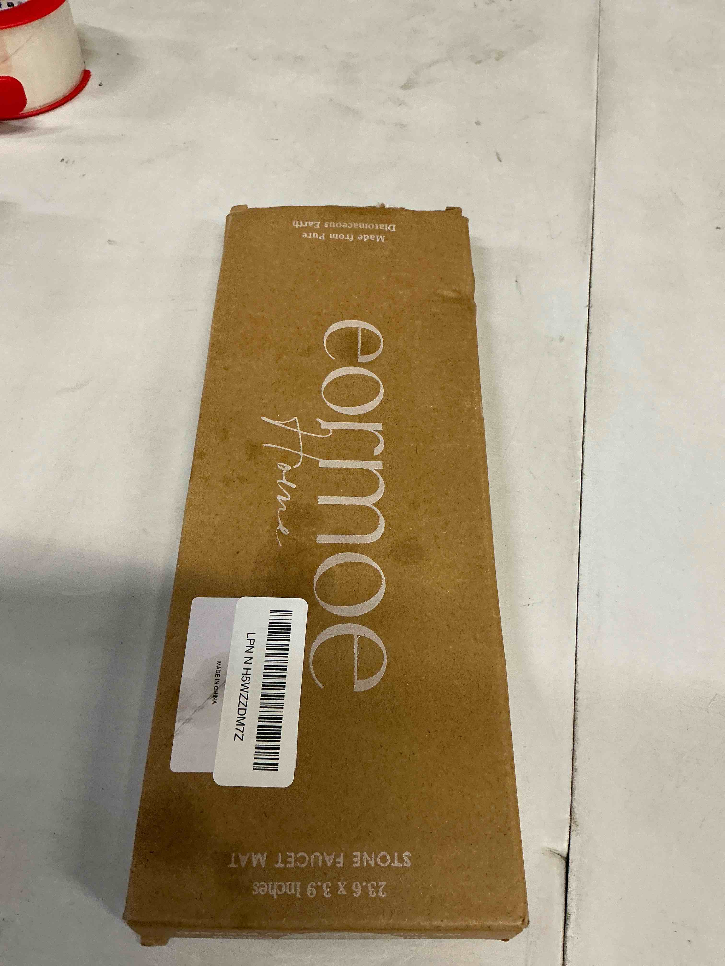 Condition photo showing Good Condition for Stone Faucet Mat for Kitchen Sink – Diatomite Drying Stone Mat & Sink Protector, Prevent Moisture – Sink Splash Guard Water-Absorbing Stone Tray for Bathroom Counter [Light Grey,23.6" x 3.9"] Light Grey 23.6" x 3.9"