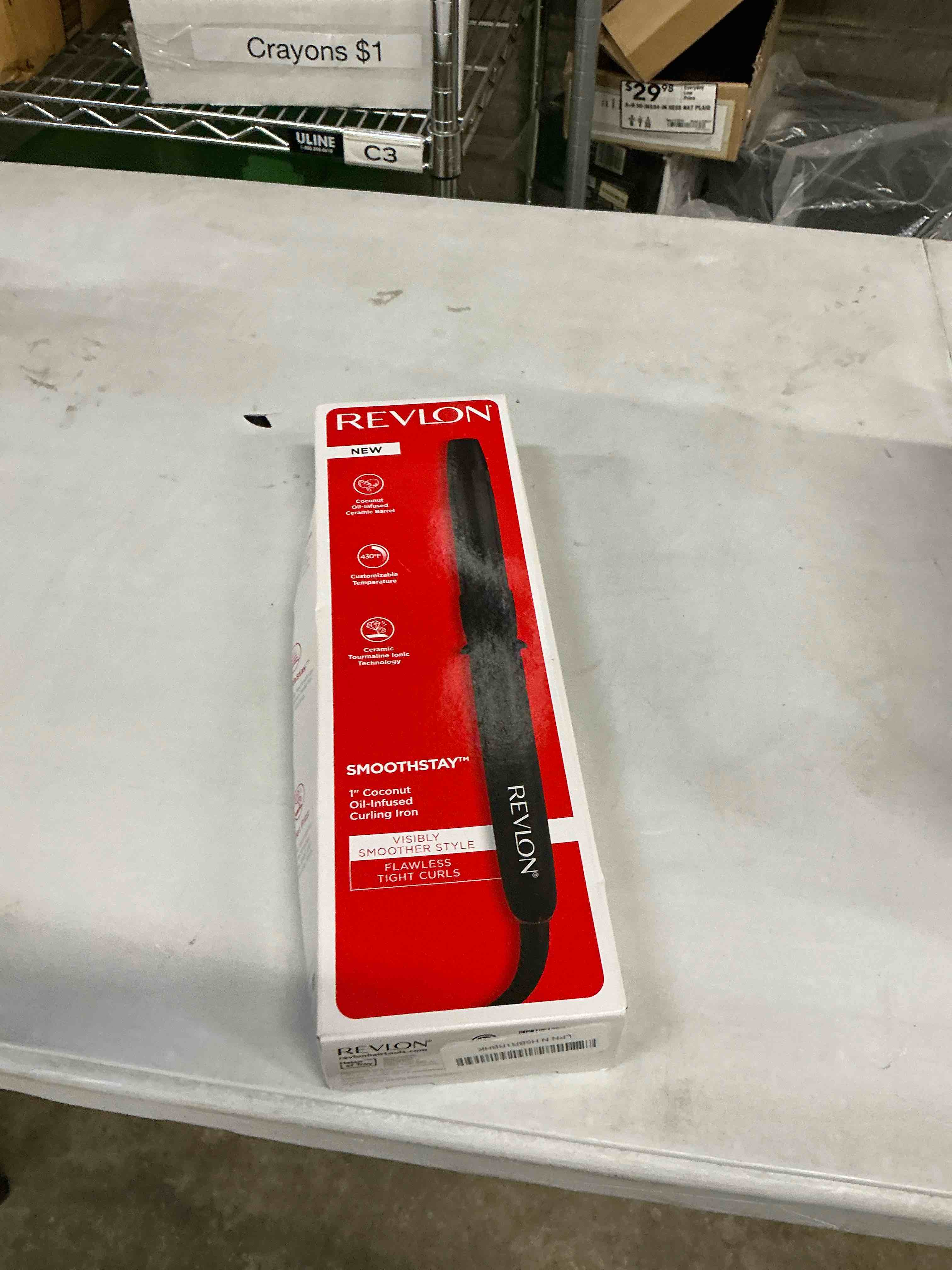 Condition photo showing Good Condition for REVLON SmoothStay Coconut Oil Infused Hair Curling Iron - Barrel Curling Iron 1 Inch for Tight Curls, Shinier, Visibly Smoother Hair (1 in) Black 1 Inch CURLING IRON