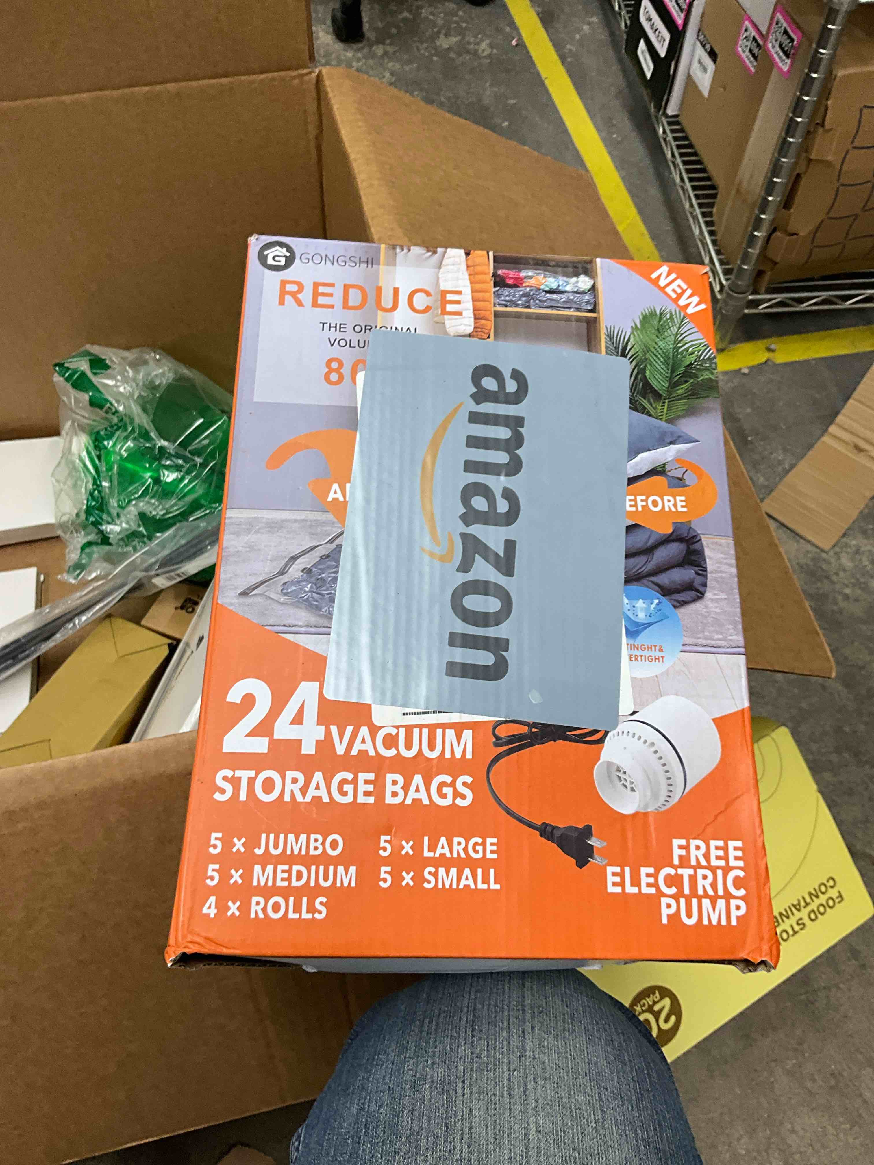Condition photo showing Good Condition for 24 Pack Vacuum Storage Bags with Electric Pump, (5 Jumbo, 5 Large, 5 Medium, 5 Small, 4 Roll Up Bags) Space Saver Bag for Clothes, Mattress, Blanket, Duvets, Pillows, Comforters,Travel 24 Combo-EPUMP