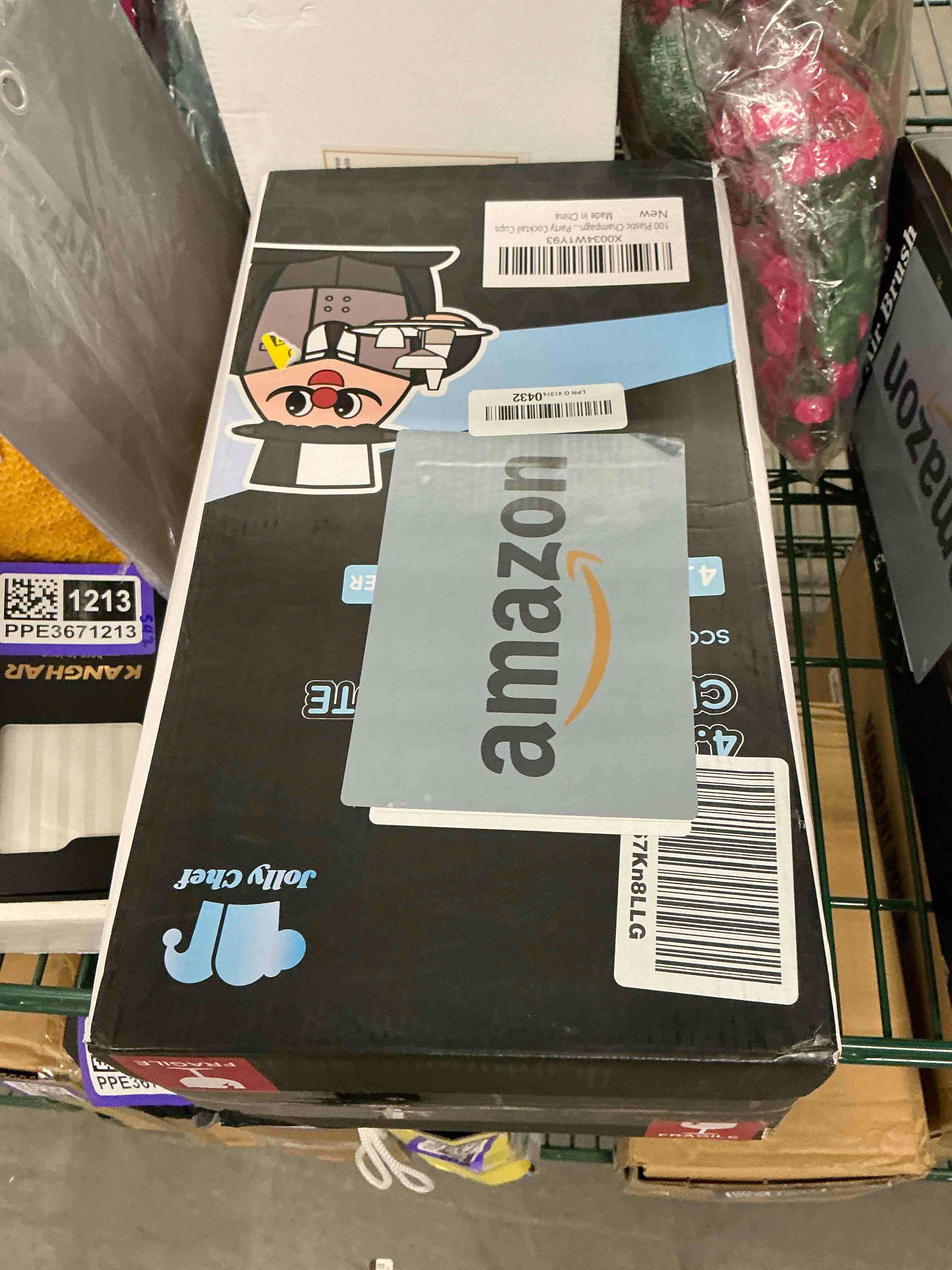 Condition photo showing New/Like New for JOLLY CHEF 100 Pack Plastic Champagne Flutes Disposable 4.5 oz Blue Glitter Plastic Champagne Glasses Suitable for Wedding, Thanksgiving Day, Christmas 4.5-Blue-100