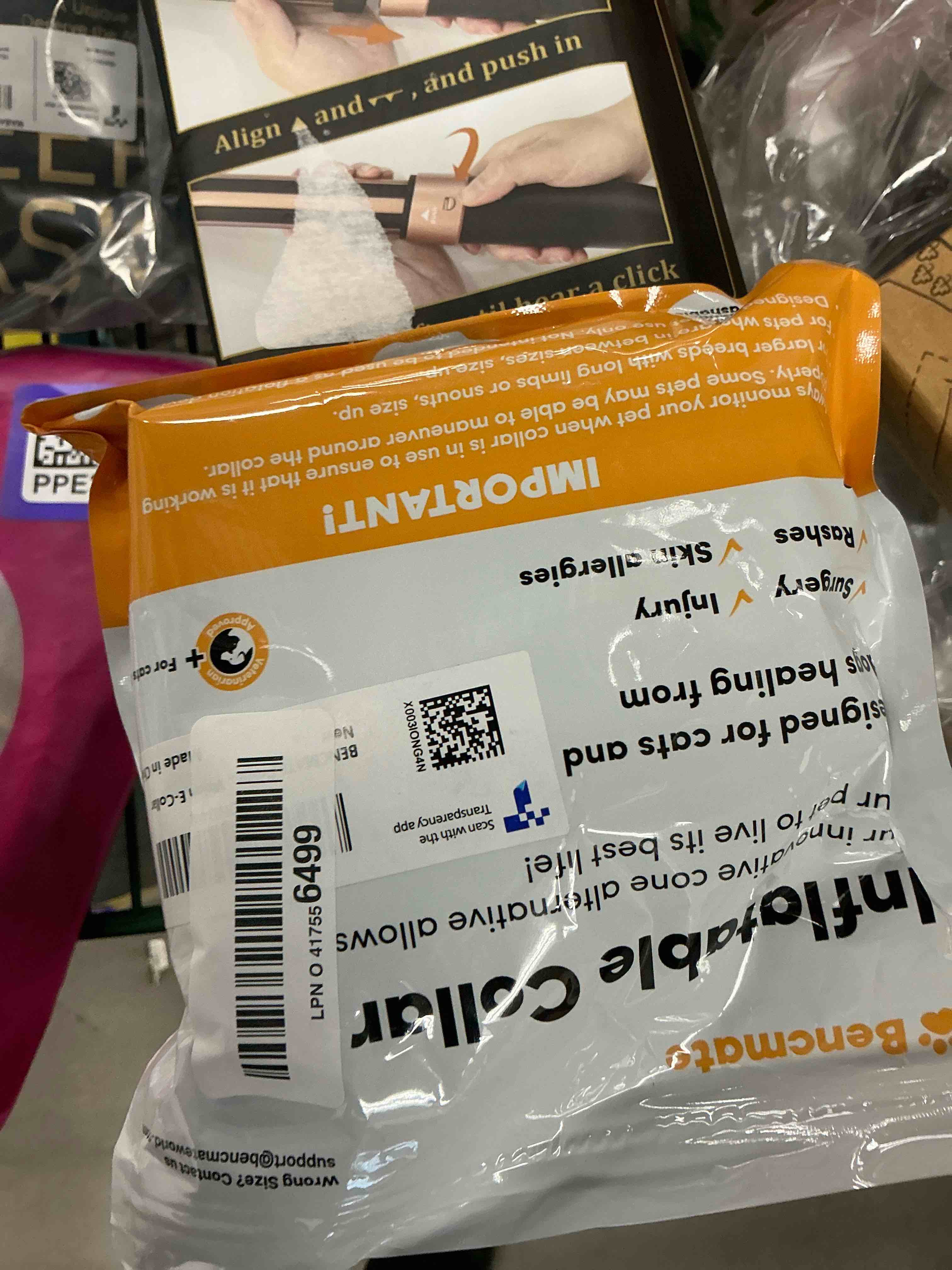 Condition photo showing Good Condition for BENCMATE Protective Inflatable Collar for Dogs and Cats - Soft Pet Recovery Collar Does Not Block Vision (Small, Flag) Flag [Neck:4"-7"] Small
