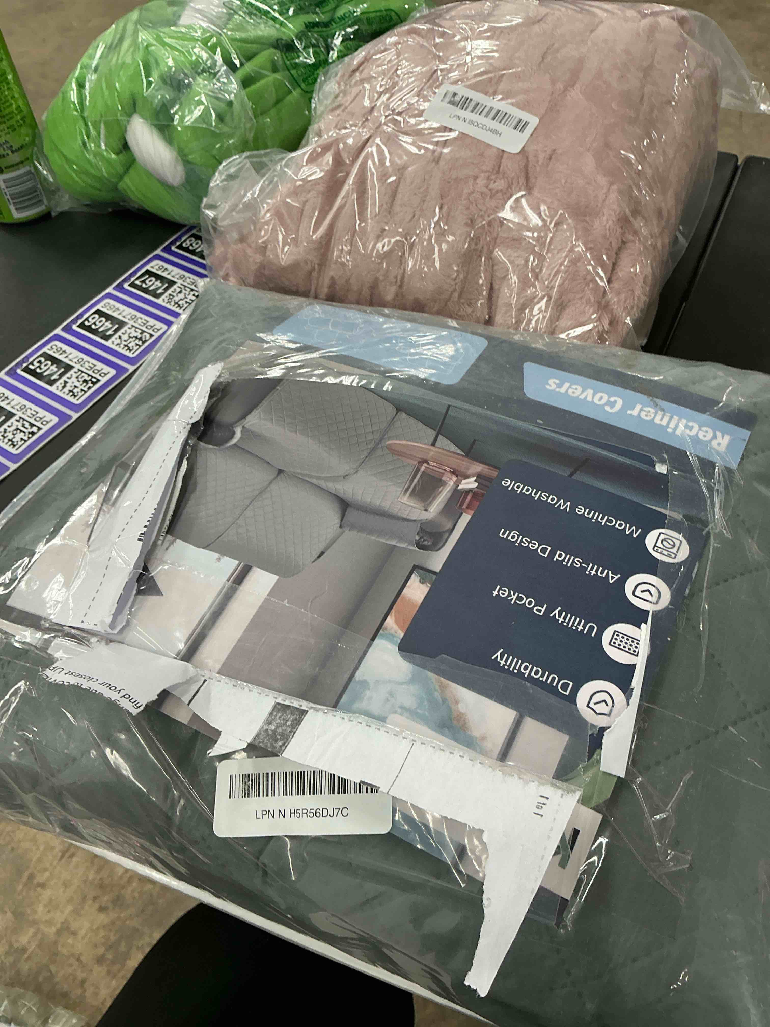 Condition photo showing Good Condition for KinCam Waterproof Loveseat Recliner Cover, Non-Slip Reclining Couch Covers for 2 Seat, Recliner Sofa Cover Furniture Protector with Elastic Straps for Kids, Pets, Dark Gray Dark Gray 2 Seater