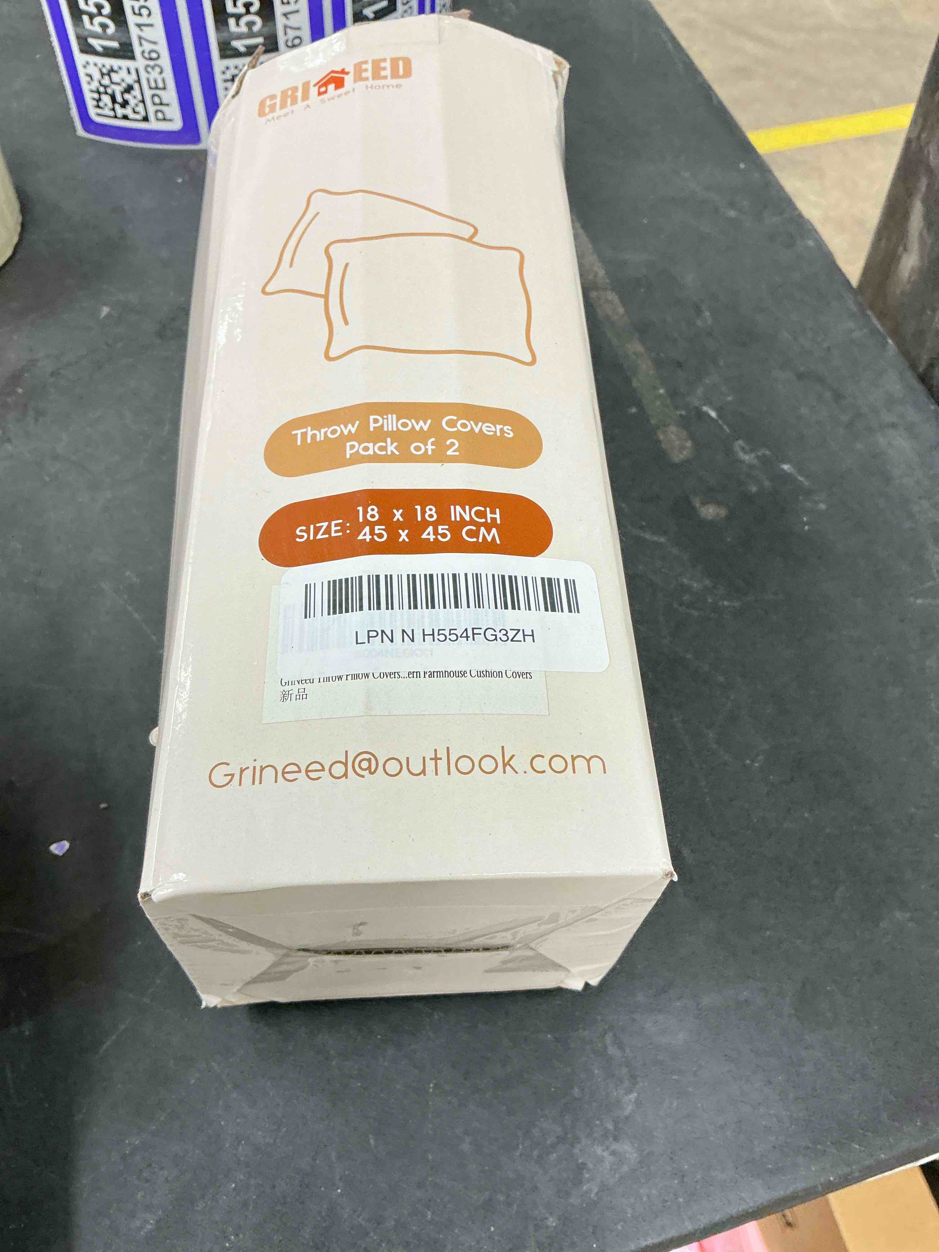 Condition photo showing Good Condition for Throw Pillow Covers Burnt Orange Set of 2 18x18 Inch Pillow Covers, Soft Chenille Fall Decorative Cases for Couch Sofa Bed Living Room, Home Neutral Decor, Modern Farmhouse Cushion Covers 18" x 18" (Pack of 2) Burnt Orange