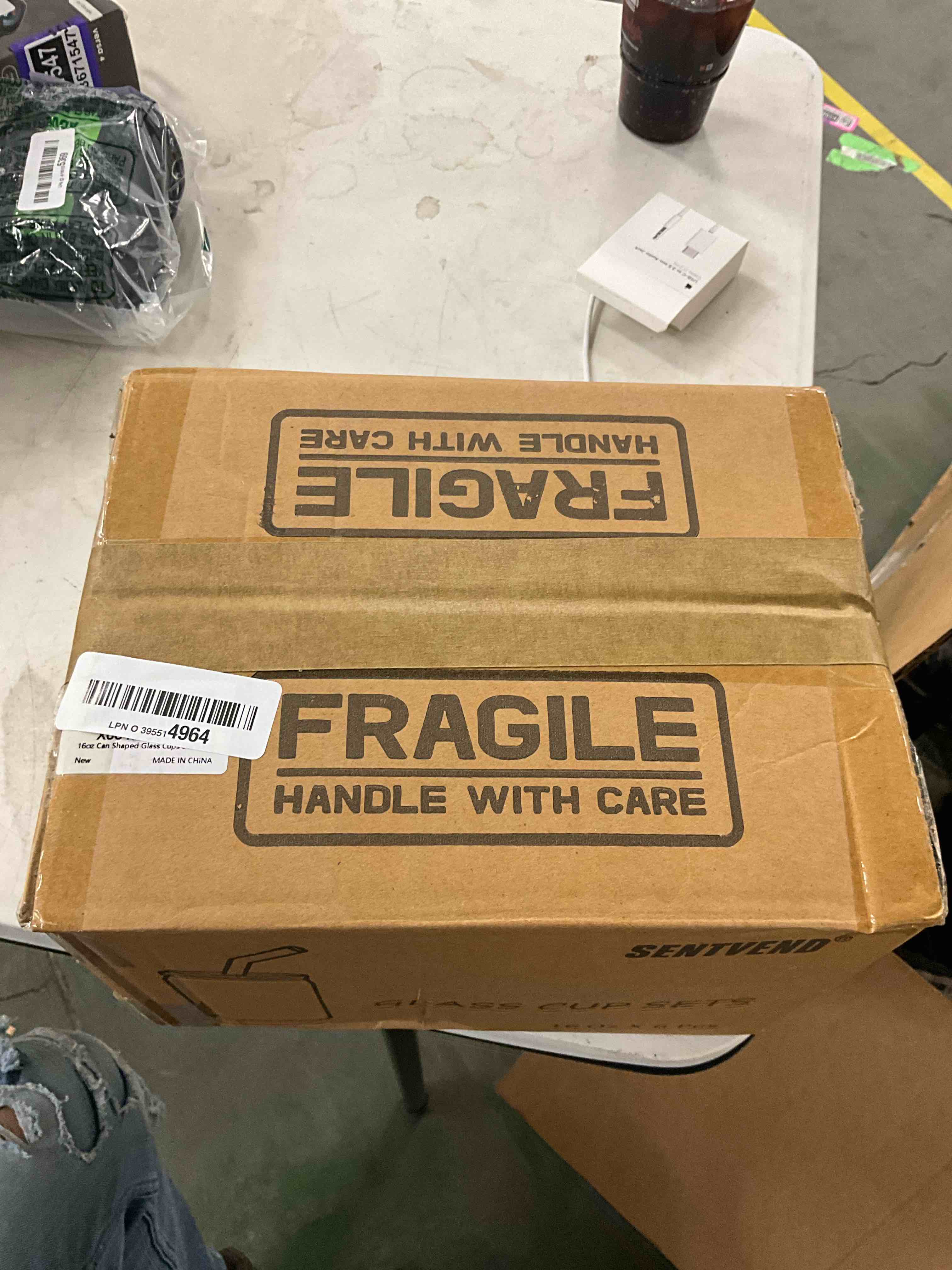 Condition photo showing New/Like New for 16 Oz Drinking Glasses with Bamboo Lids and Glass Straw - 6 Pcs Glass Cups Beer Ice Coffee Glasses Cute Aesthetic Cup Great for Coffee Bar Accessories Include 2 Cleaning Brushes