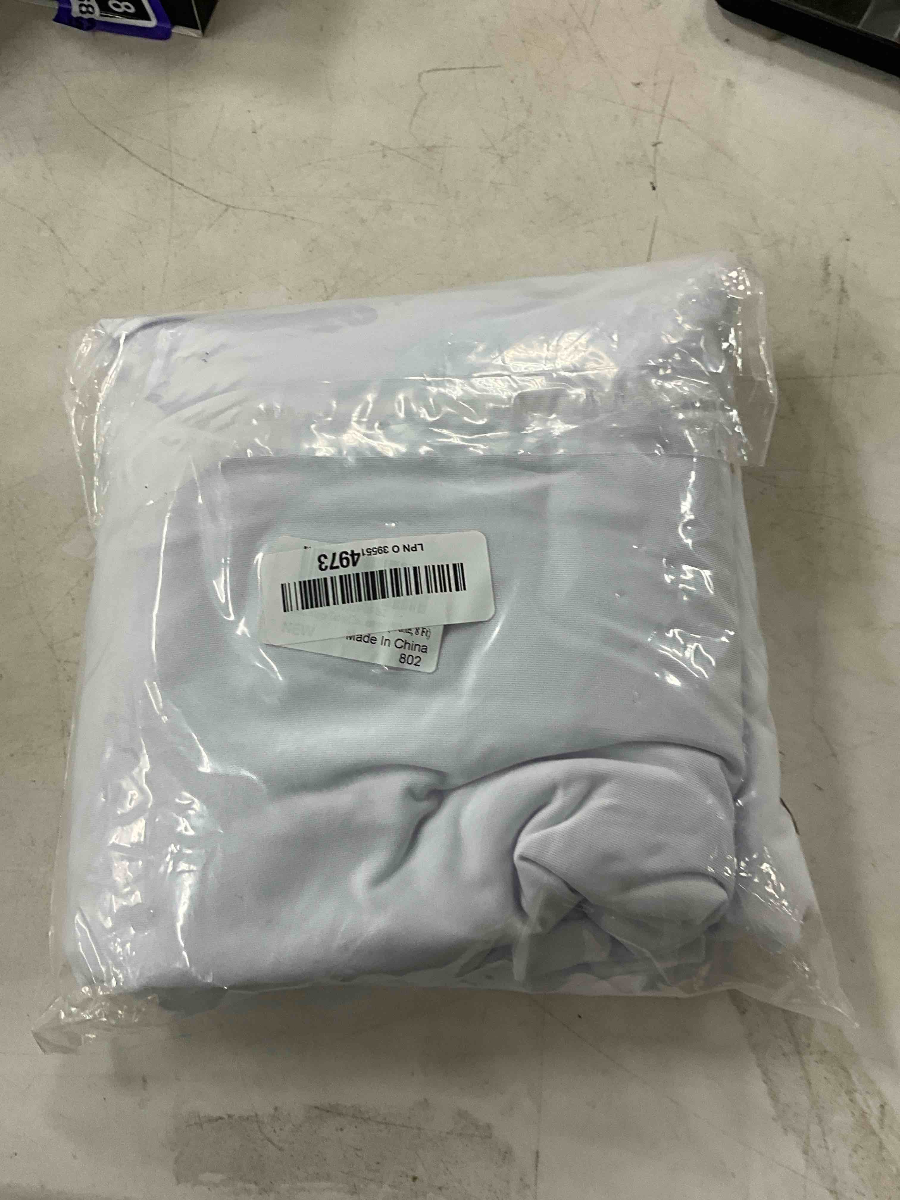 Condition photo showing New/Like New for Table Covers for 8 Foot Tables, White Washable and Wrinkle Resistant Stretch Tablecloths Rectangle 8ft for Events, Wedding, Banquets, Parties 96" x 30" (Rectangular) White