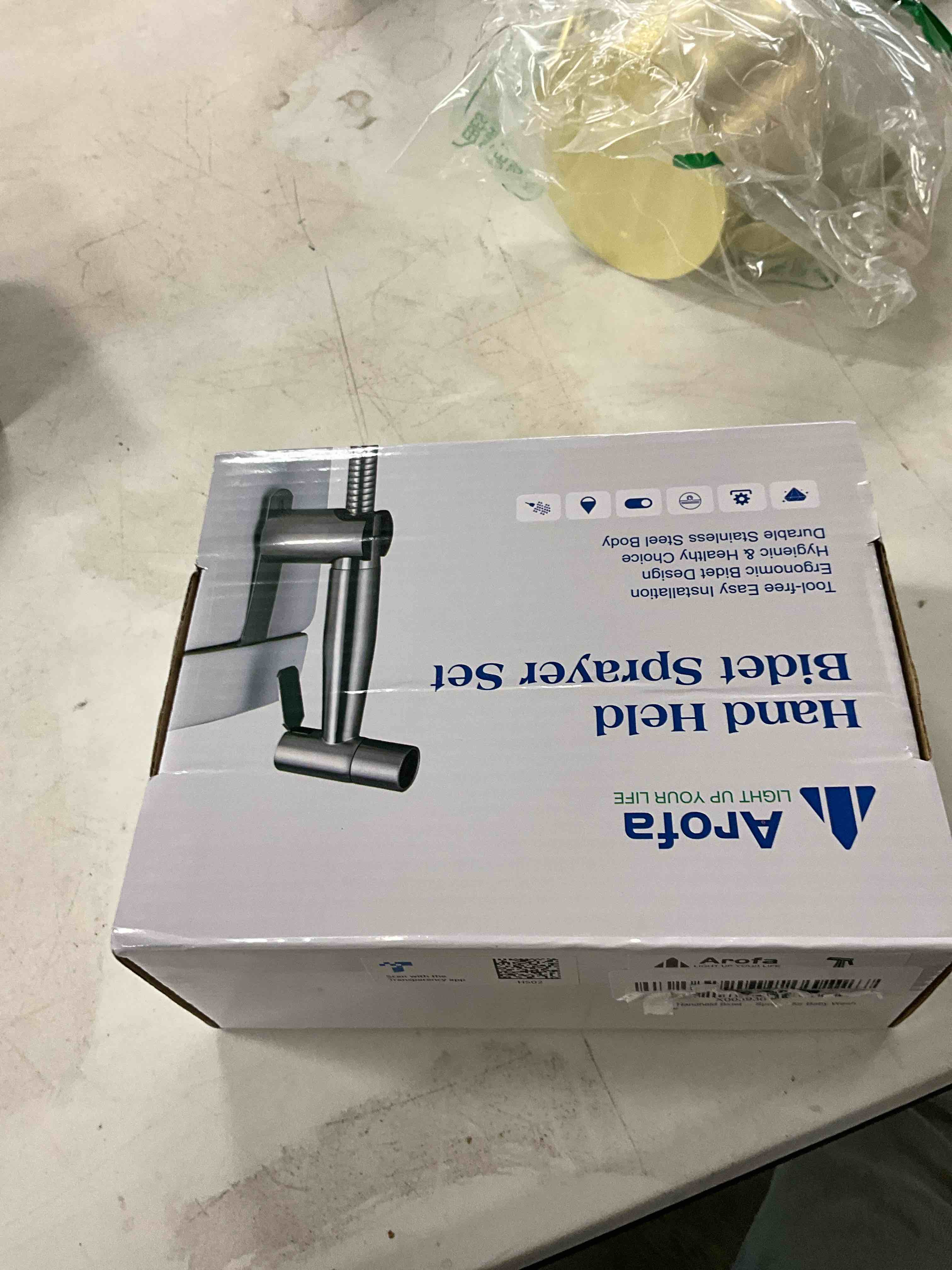 Condition photo showing New/Like New for Arofa Handheld Toilet Bidet Sprayer for Toilet-Adjustable Water Pressure Control with Bidet Hose for Feminine Wash, Stainless Steel Brushed Nickel Bidet Faucet Cloth Diaper for Baby Wash 1 Pack Brushed Nickel