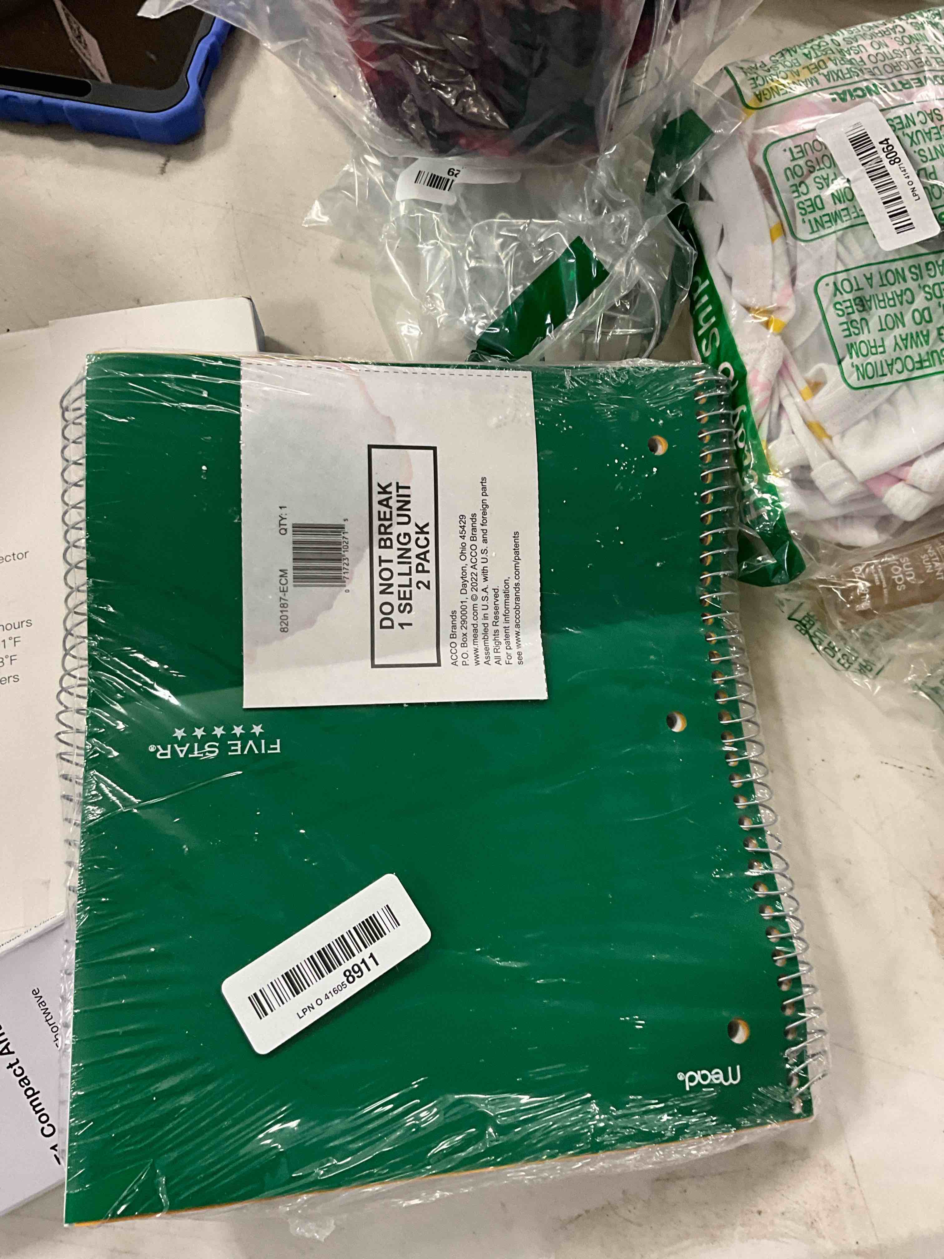 Condition photo showing As Is for Five Star Spiral Notebook + Study App, 2 Pack, 1-Subject, College Ruled Paper, Fights Ink Bleed, Water Resistant Cover, 8-1/2" x 11", 100 Sheets, Black, Green (820187)