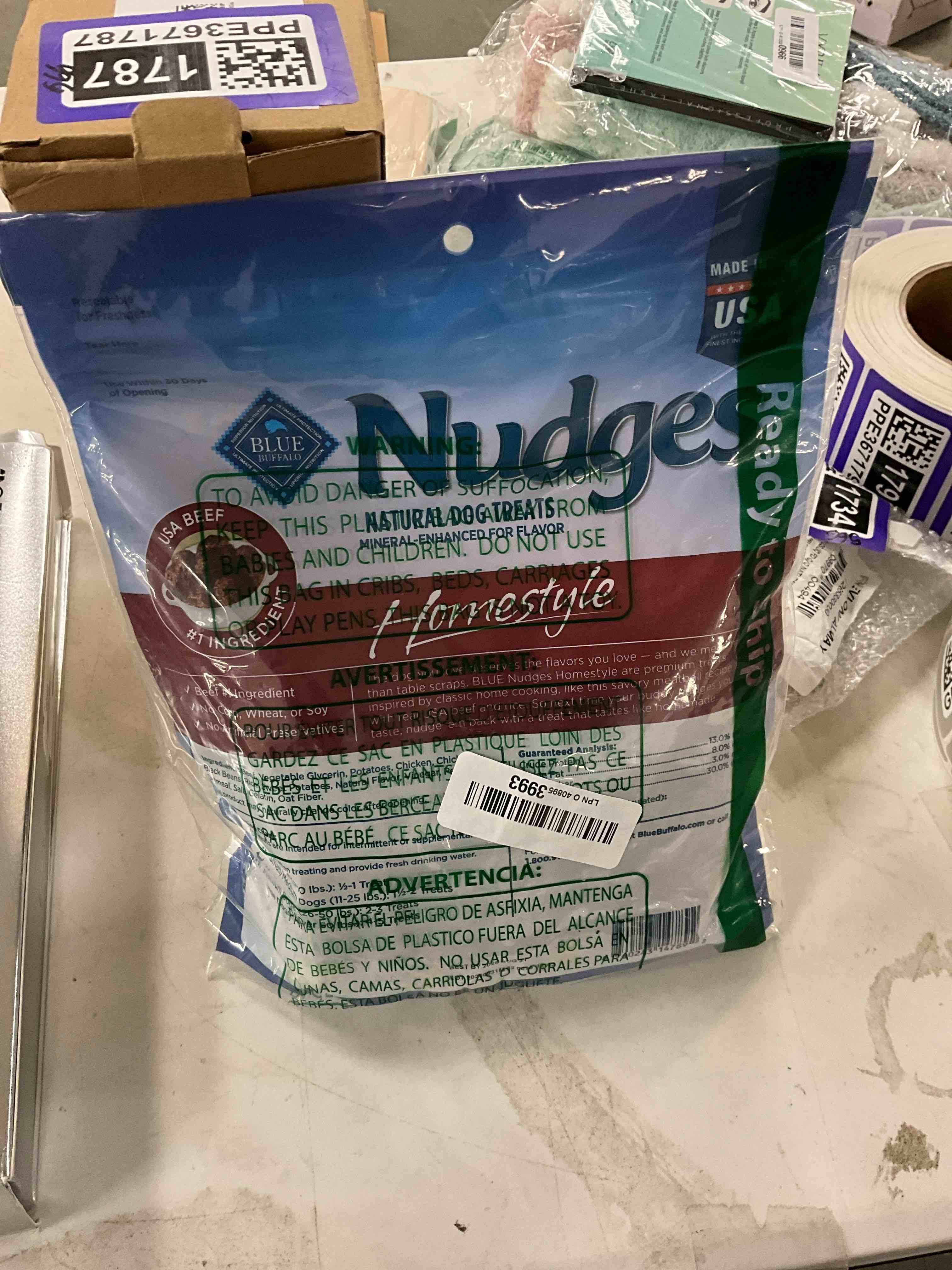 Condition photo showing New/Like New for blue buffalo nudges homestyle natural beef and rice dog treats