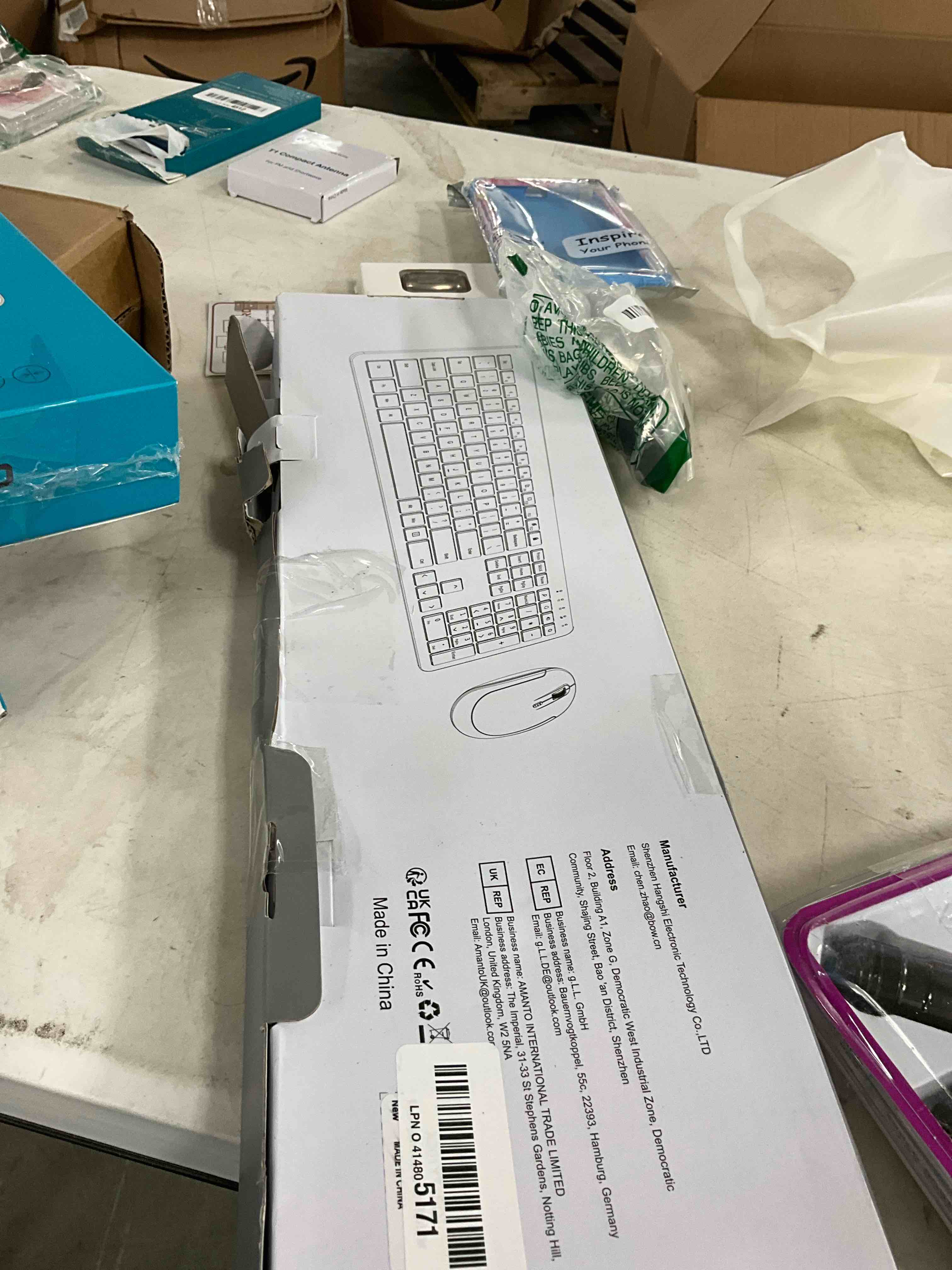 Condition photo showing Good Condition for Wireless Keyboard and Mouse Combo - Full Size Slim Thin Wireless Keyboard Mouse with Numeric Keypad 2.4G Stable Connection Adjustable DPI (White & Silver) Silver and White