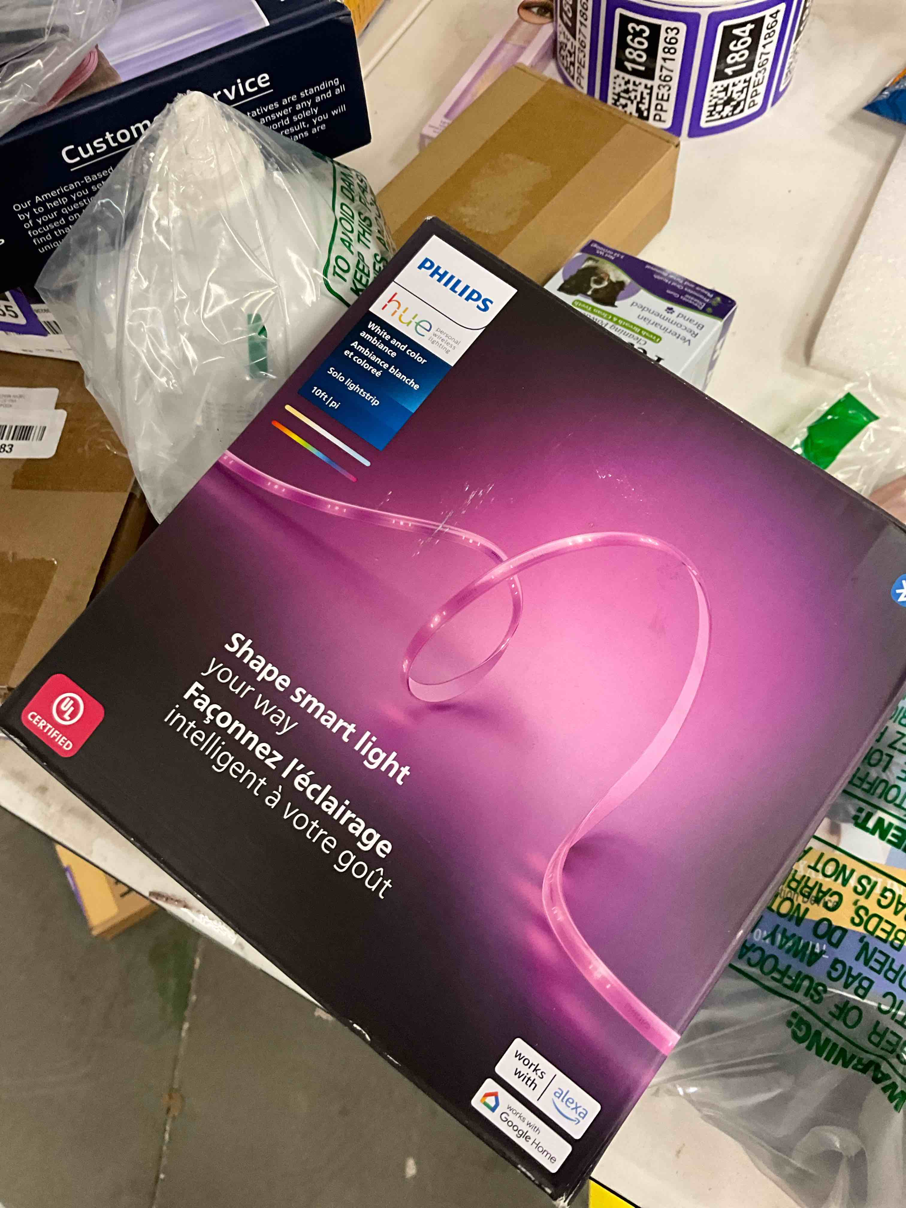 Condition photo showing Good Condition for PHILIPS Hue Indoor 10 Ft Smart RGBWW LED Solo Lightstrip Base Kit, 1 Pack, Control with Hue App, LED Strip Lights Compatible with Alexa, Google Assistant and Apple HomeKit