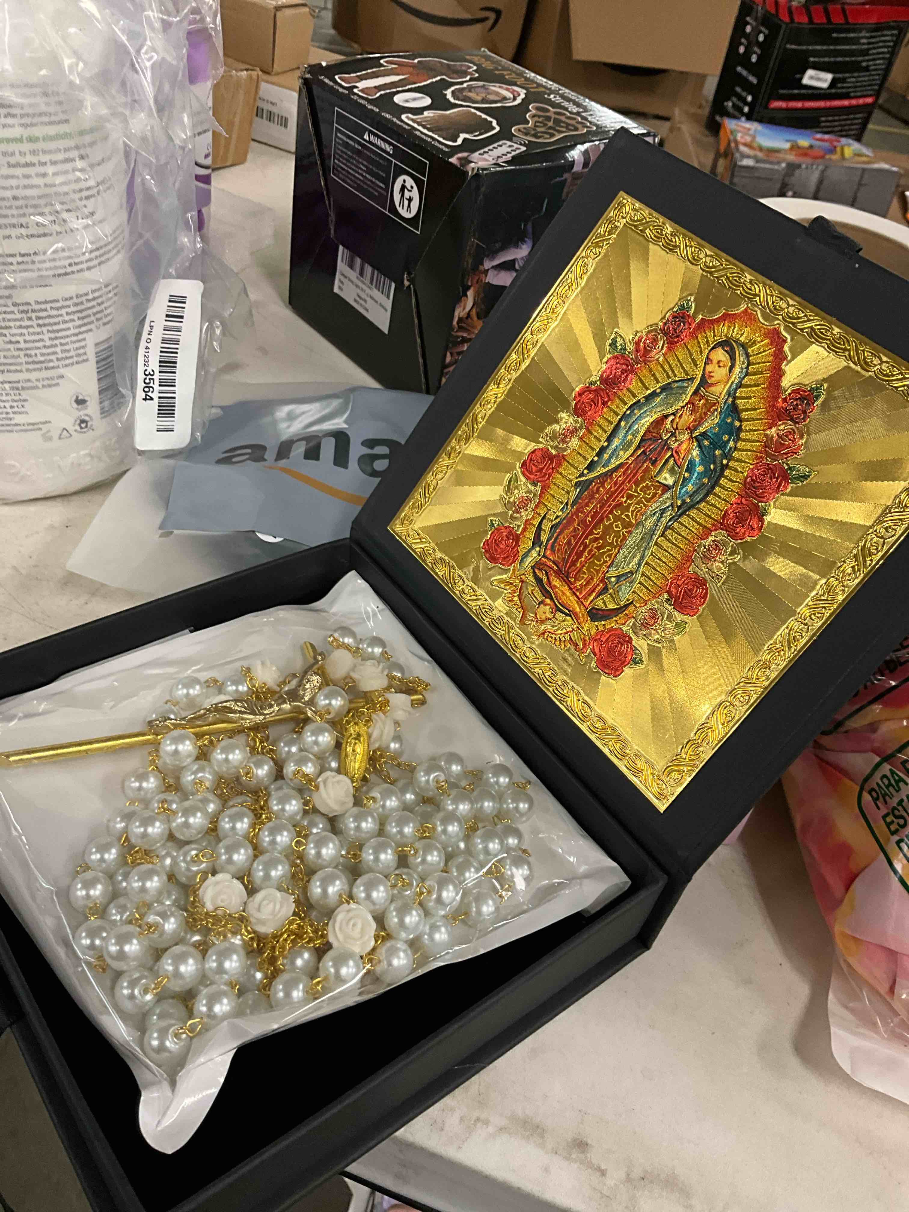 Condition photo showing New/Like New for FUNPAR Lazo Para Boda, Pearl Wedding Lasso for Ceremony Catholic Gift, Rosario Lazos Para Boda Catolica, Lazo De Bodas Para Los Novios, Lasso for Wedding Ceremony, Wedding Pearl Rosary(Gold)