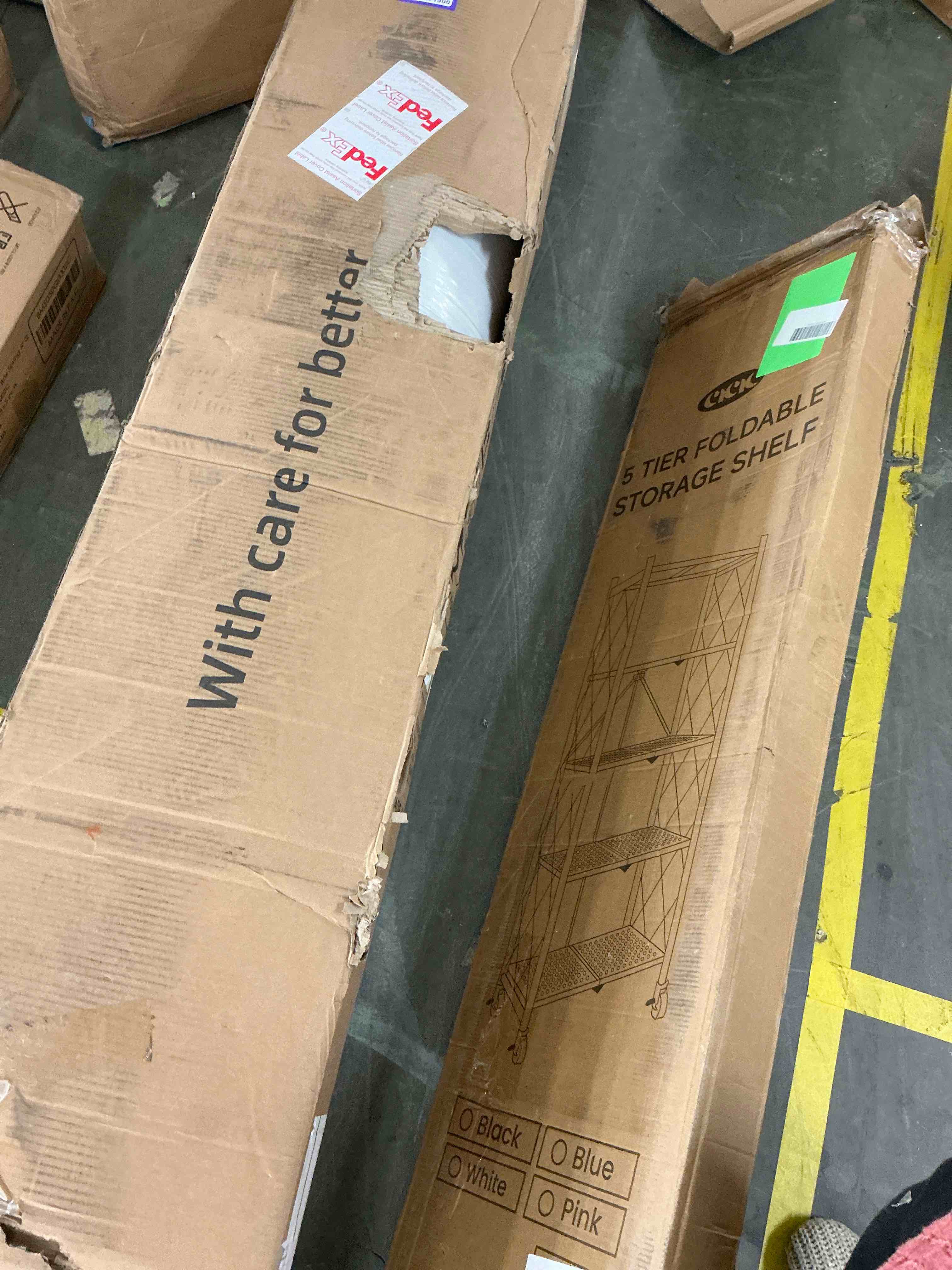 Condition photo showing Good Condition for COOKCOK 5-Tier Storage Shelving Unit  Metal Shelf 27.9 x13.4 x62.5  Foldable Storage Shelf with Wheels  Garage Shelf  Metal Storage Rack  Kitchen Shelf with 4 Hooks No Assemble Require Blue