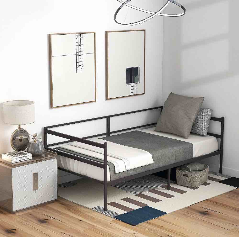Gymax Twin Metal Daybed Frame Dual-use Platform Sofa Bed for Living Room Bedroom