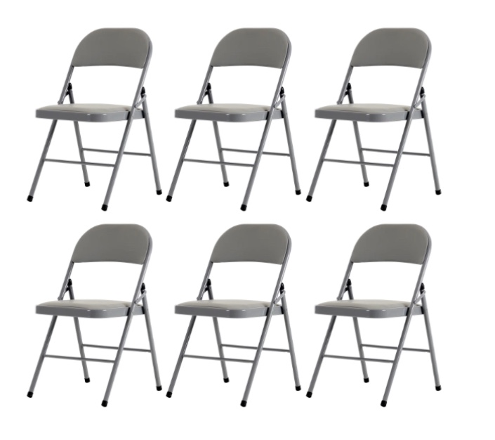 UBesGoo Set of 6 Padded Folding Chair Portable Dining Chairs Heavy Duty Party Chairs with Metal Frame Gray