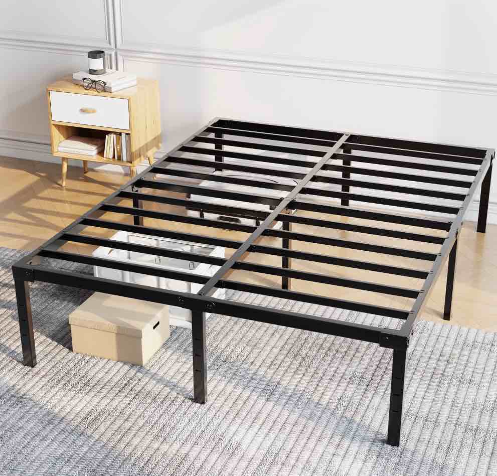 Capri Full Bed Frame, 18 inch High Metal Platform Bed Frame, 2200 LBS Weight Capacity, Heavy Duty, Noise Free, Easy Assembly, Black