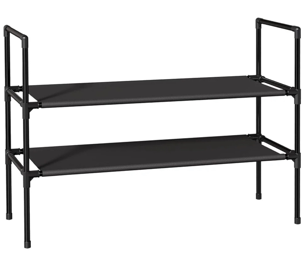 Sakugi 2-Tier Shoe Rack, Sturdy Shoe Organizer, Shoe Shelf Holds up to 12 Pairs of Shoes, Assembled Length, 28 in