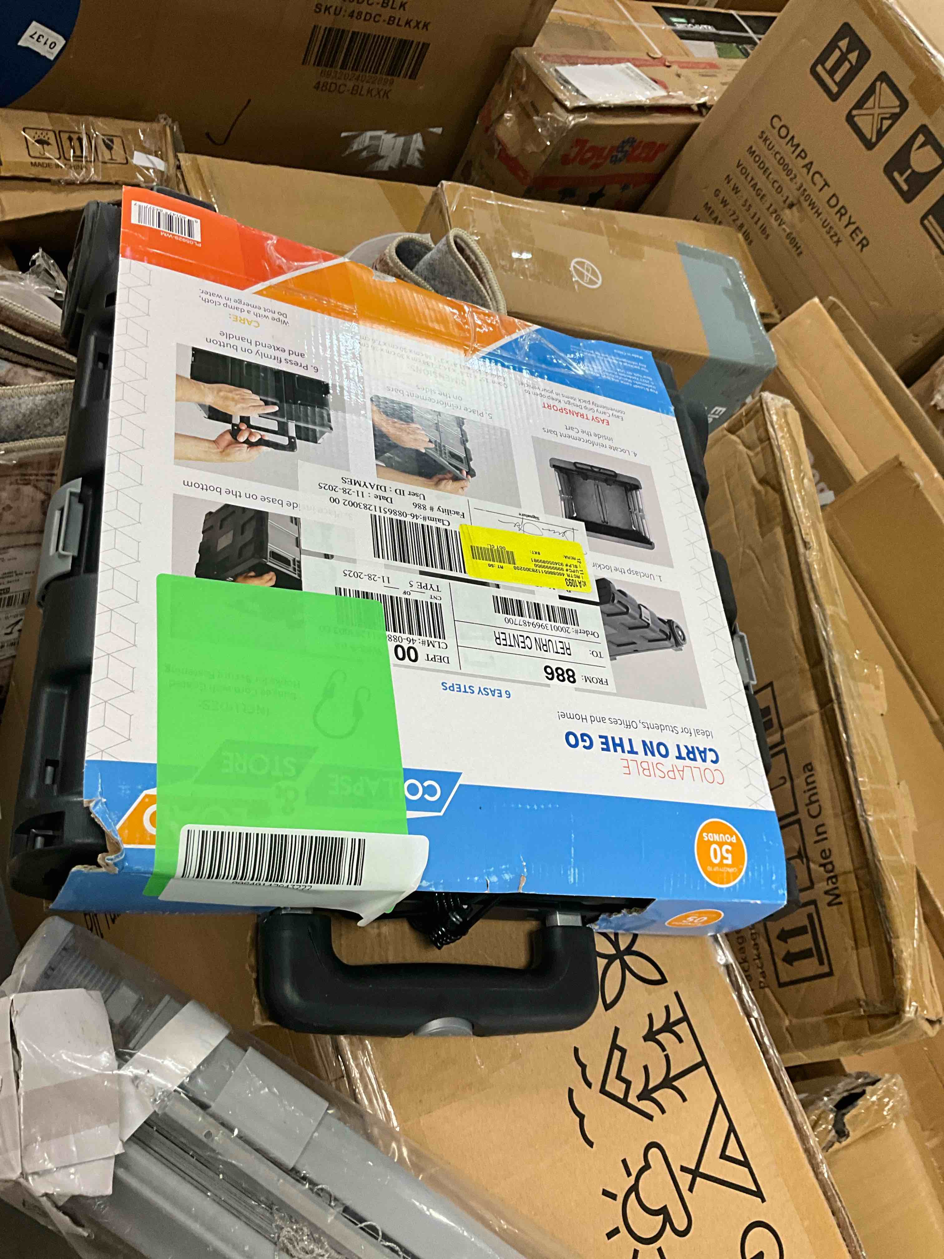 Condition photo showing Good Condition for Pop & Load Collapse & Store Collapsible Plastic Pack-N-Roll Cart  Black Gray Medium