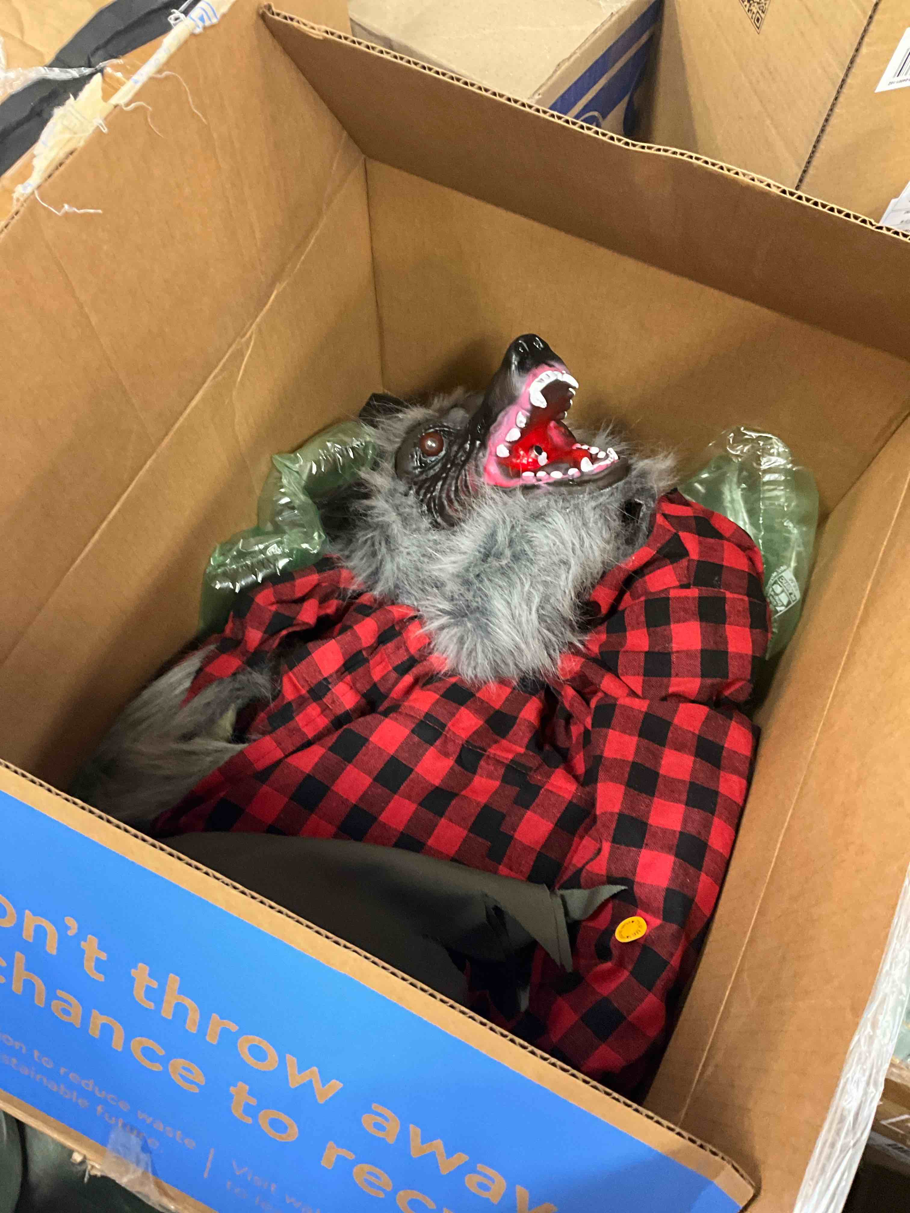 Condition photo showing As Is for 5Ft Standing Werewolf Large Halloween Decorations Outdoor Scary Decorations Halloween Motion Activated Werewolf with LED Eyes & Sound