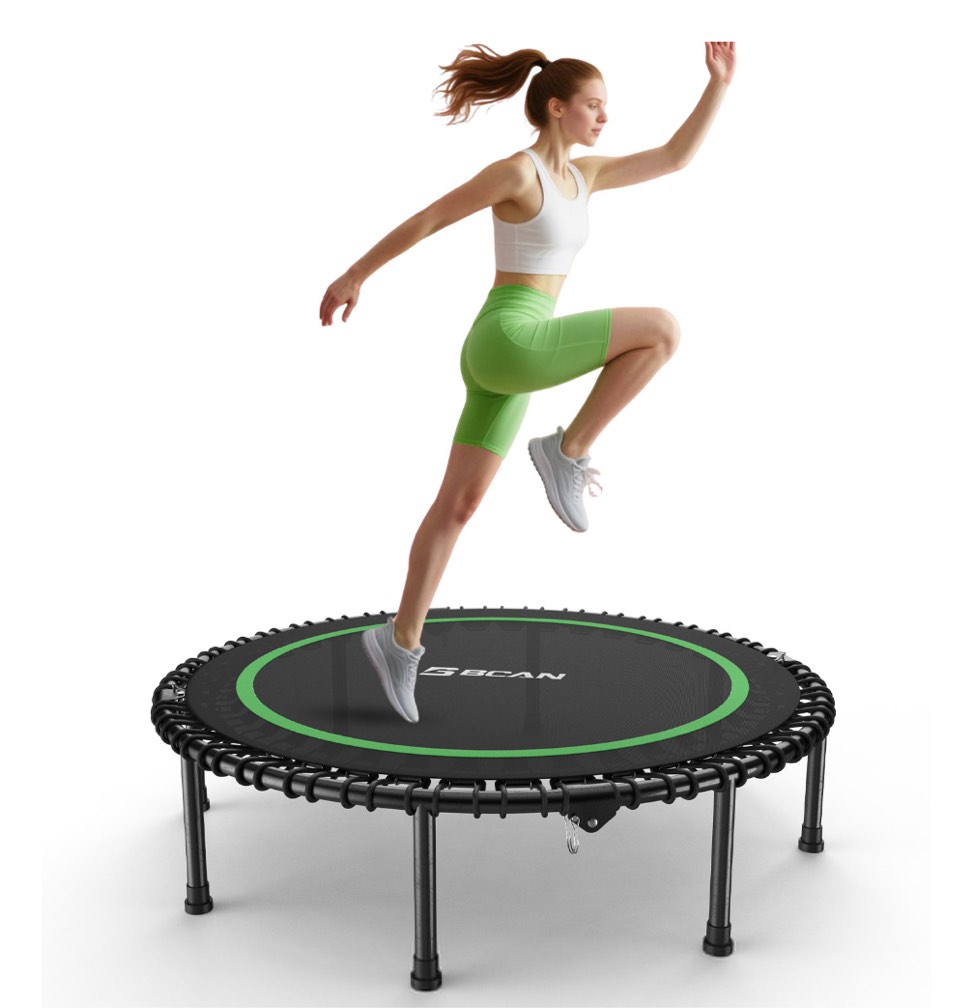 BCAN 40" Fitness Trampoline with Bungees, 450LBS Foldable Mini Trampoline