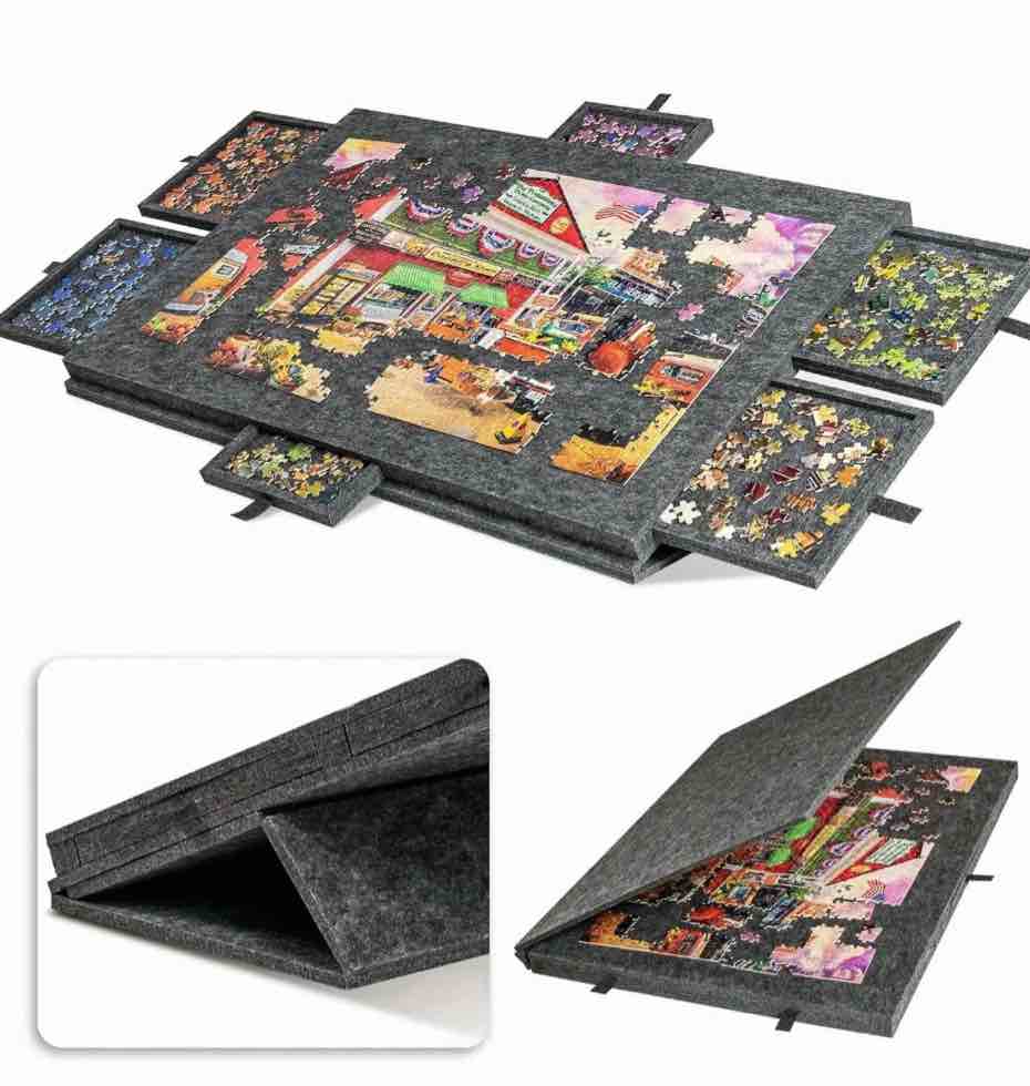 Lavievert Tilting Puzzle Board with 2-in-1 Designed Stand & Cover, Super Lightweight Felt Puzzle Plateau with 6 Drawers , Portable Jigsaw Puzzle Table for Games Up to 1000 Pieces