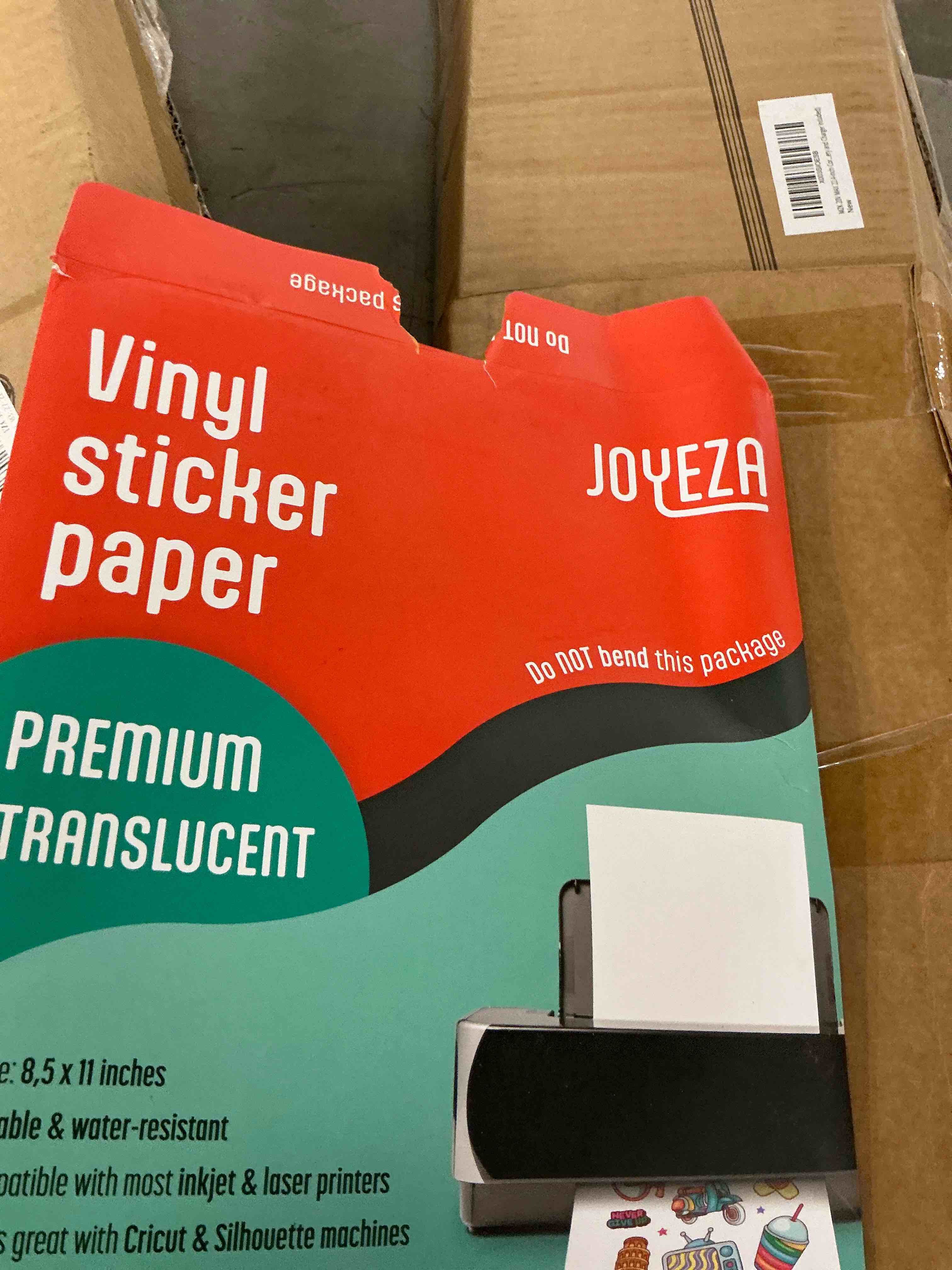 Condition photo showing Good Condition for JOYEZA Premium Printable Vinyl Clear Sticker Paper for Inkjet Printer - 25 Sheets Translucent Waterproof, Dries Quickly Vivid Colors, Holds Ink well - Inkjet & Laser Printer