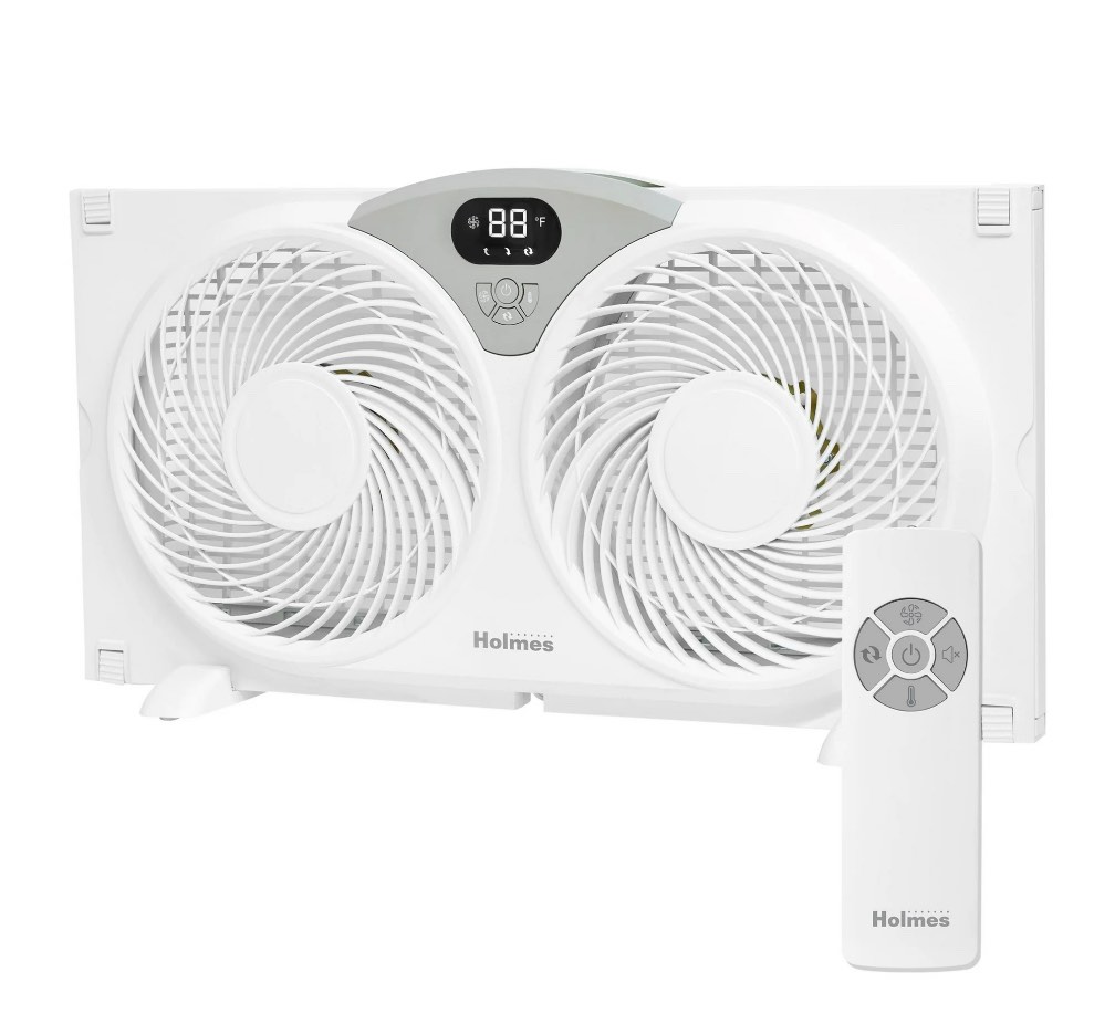 Holmes 9" Digital Window Fan, 3-Speed, Thermostat, Remote, Adjustable Extenders