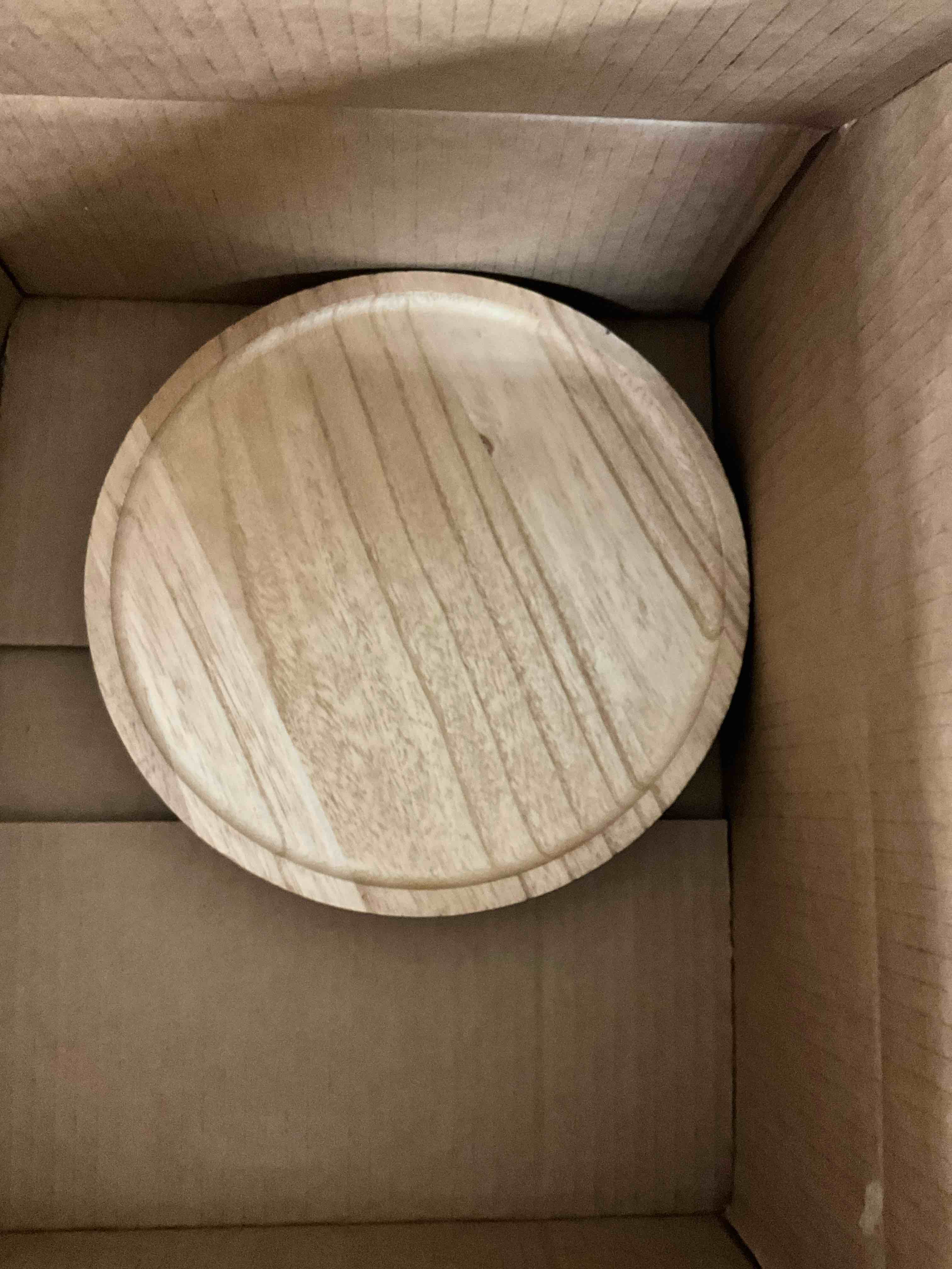 Condition photo showing Good Condition for Wood Bathroom Vanity Tray Round, Decorative Tray Wooden Riser Kitchen Counter Decor, Bathroom Table Tray Countertop for Candle, Perfume, Plant, 10 Inch