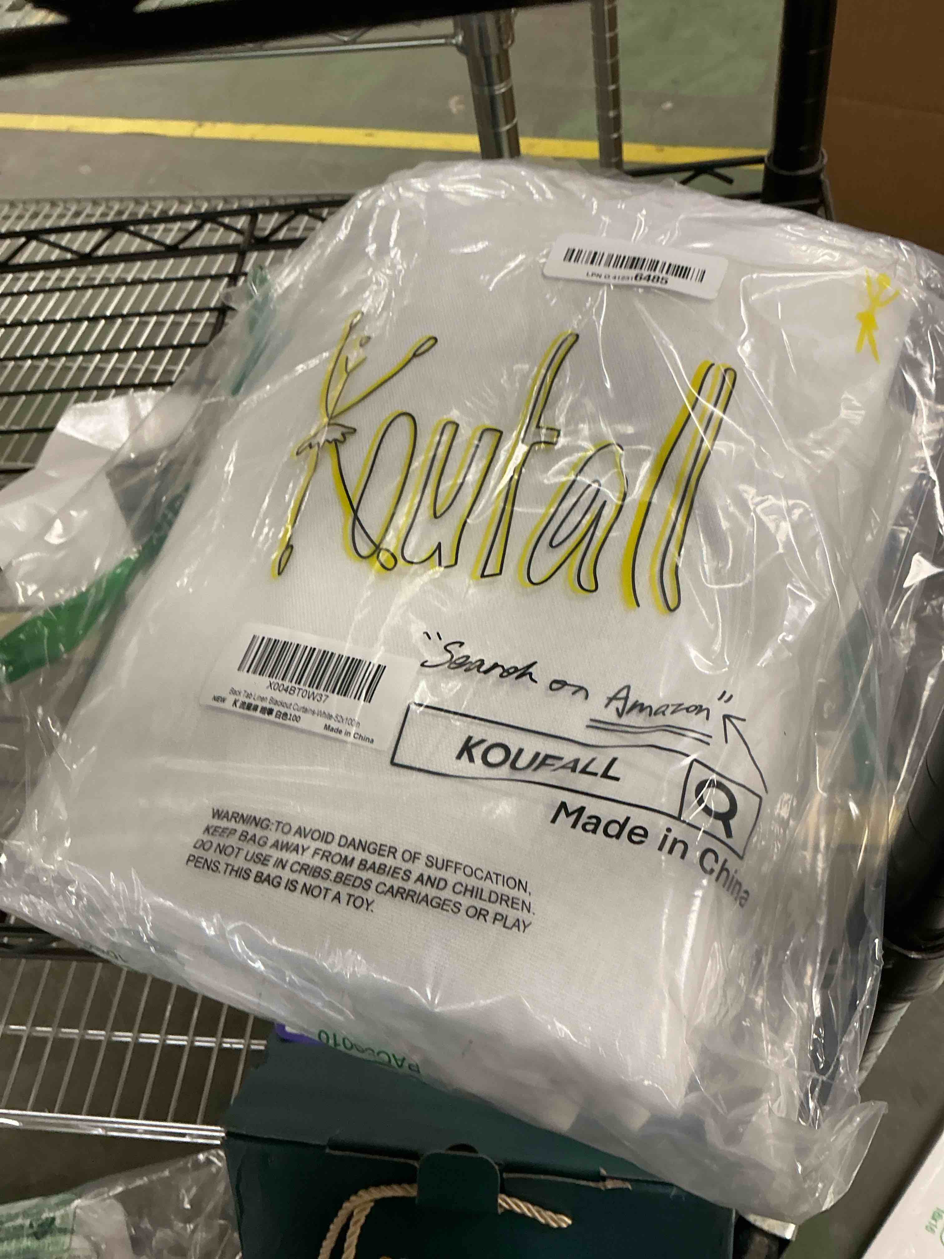 Condition photo showing Good Condition for KOUFALL 52x100 Inch Length White Back Tab Linen Blackout Curtains for Living Room,2 Panels Set 52x100 White
