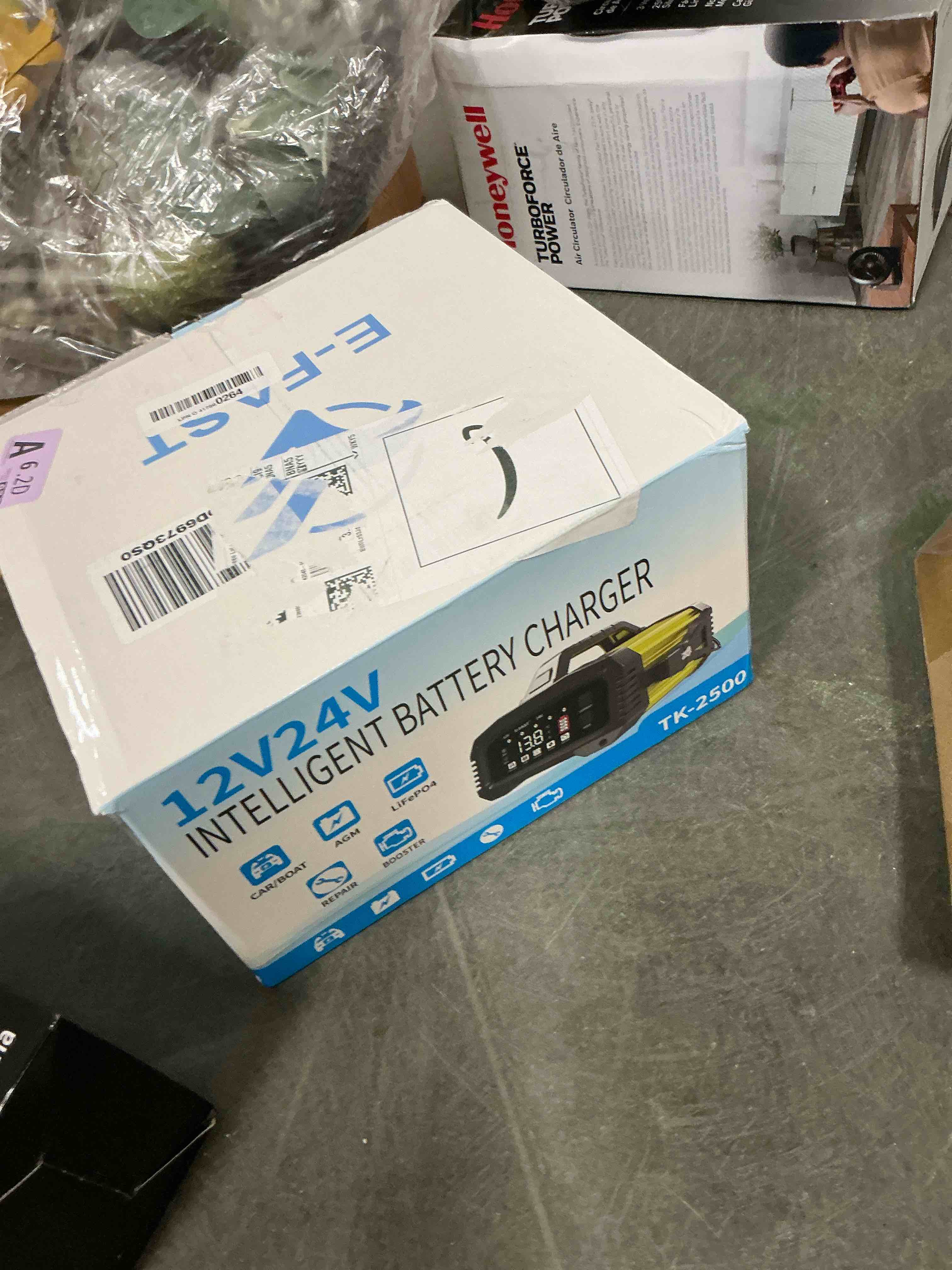 Condition photo showing New/Like New for E-FAST 25A Battery Charger, 12/24V All in One Lifepo4 Lead Acid Car Battery Charger, Automotive Jump Starter, Upgraded Trickle Charger, Battery Maintainer for Car Truck Motorcycle Lawn Mower Boat