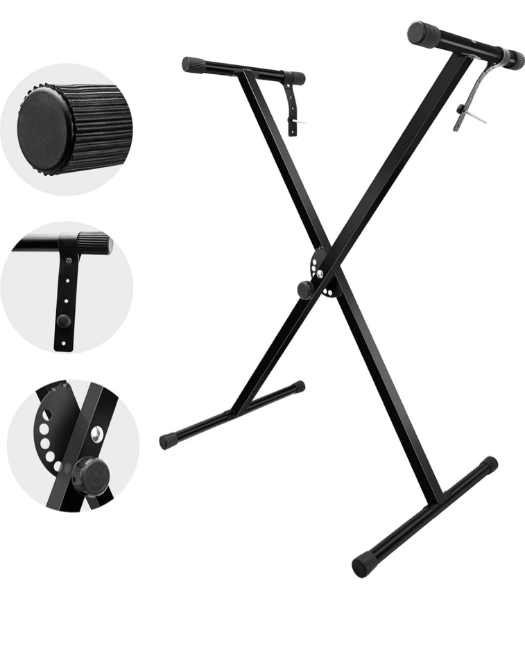 Likegreen Adjustable Single-X-Style Keyboard Stand with Locking Straps, 6 Height Adjustable for 61/76/88 Keys
