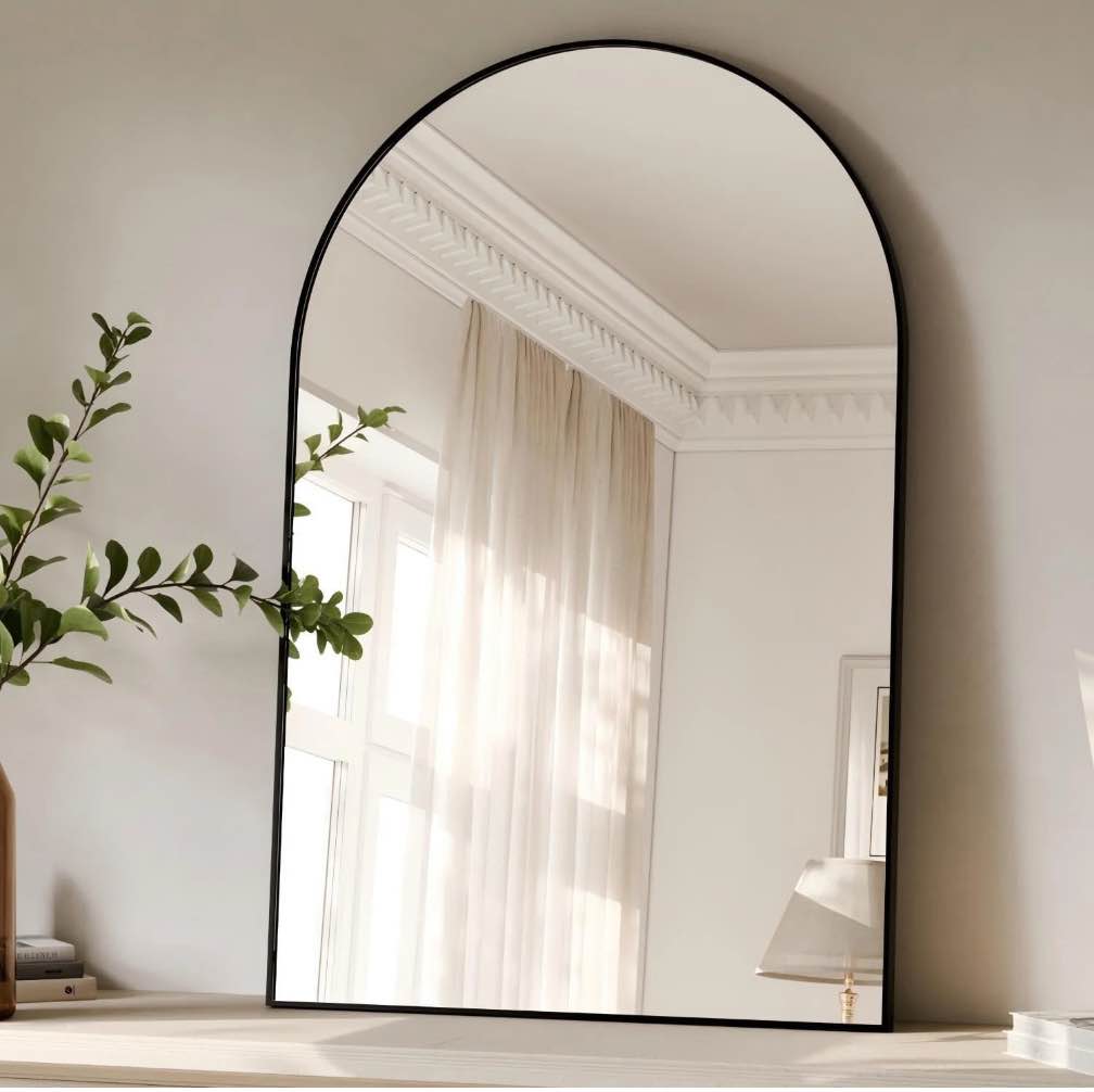 YVANLA 30"x20" Arched Bathroom Mirror Wall Mounted Mirror with Aluminum Alloy Frame, Black
