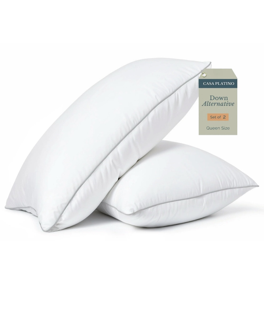Casa Platino Pillows Queen Size Set of 2 – Luxury Hotel Collection Bed Pillow Queen Size for Side, Back & Stomach Sleepers, Durable & Easy to Wash